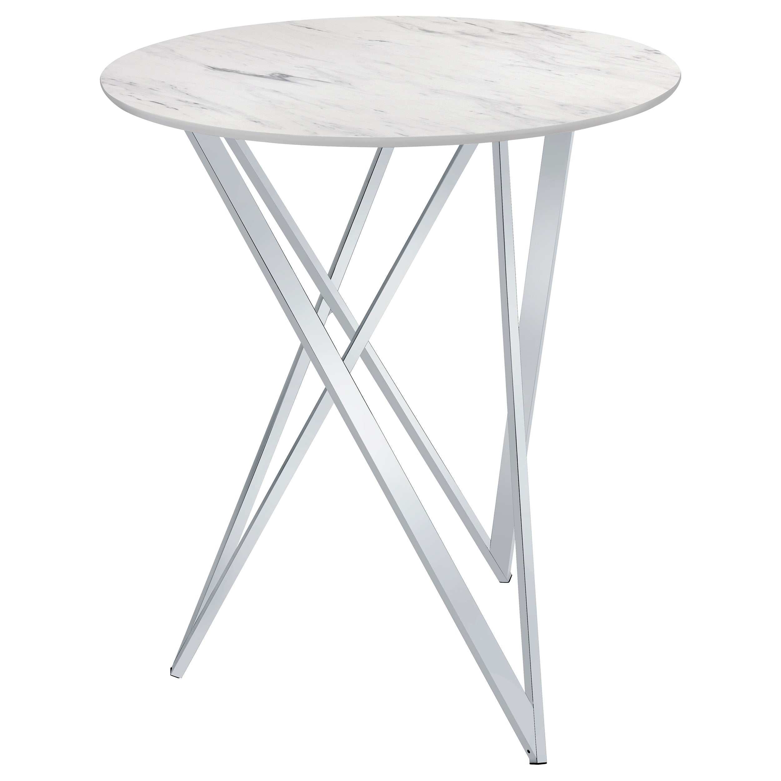 Bexter Faux White Marble / Chrome Bar Table - Image 4