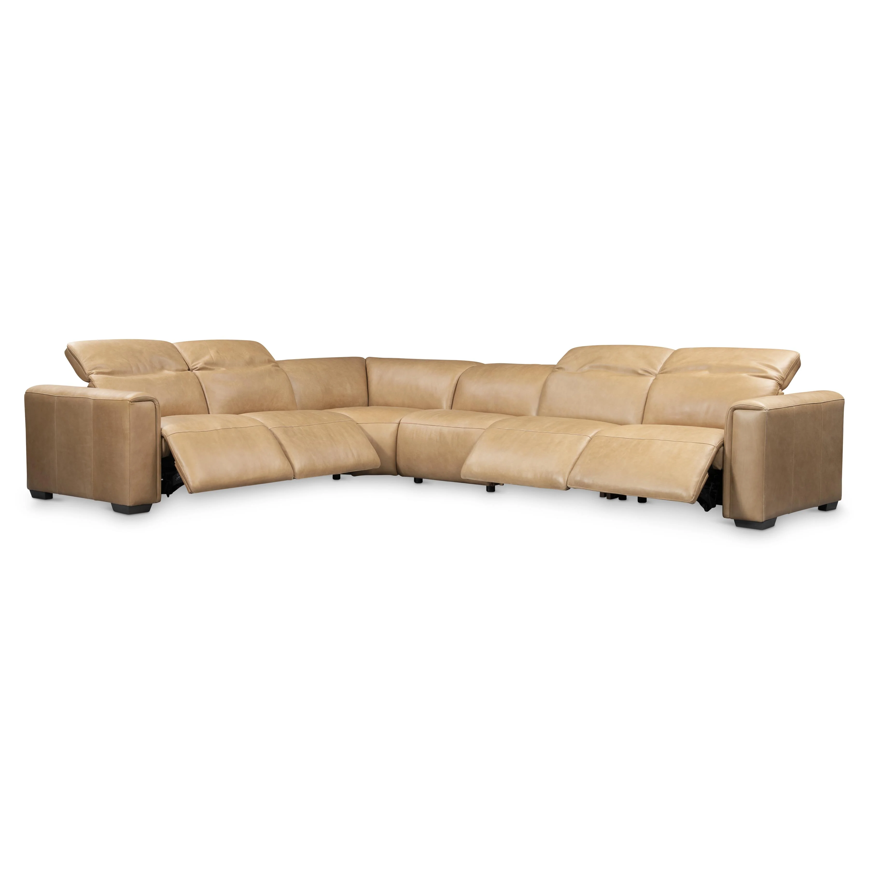 Billings Beige/Tan Leather Power Motion Sectional - Image 2