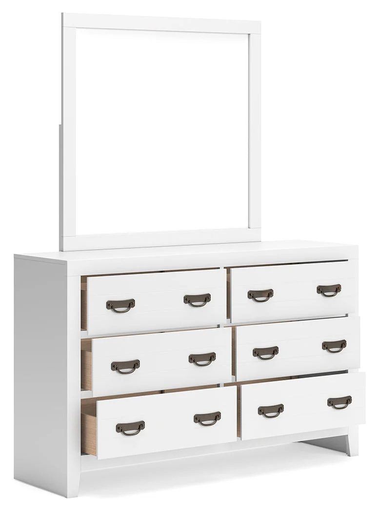 Binterglen White Twin Panel Bedroom Set with Dresser, Mirror, Chest and 2 Nightstands (Online Special Price) - Image 4