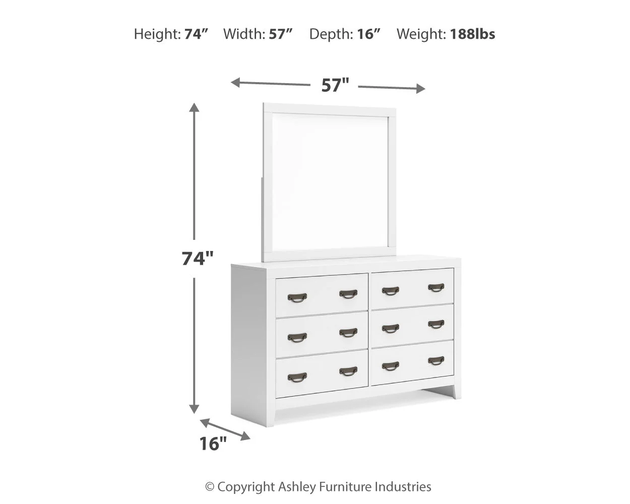 Binterglen White Twin Panel Bedroom Set with Dresser, Mirror, Chest and 2 Nightstands (Online Special Price) - Image 9