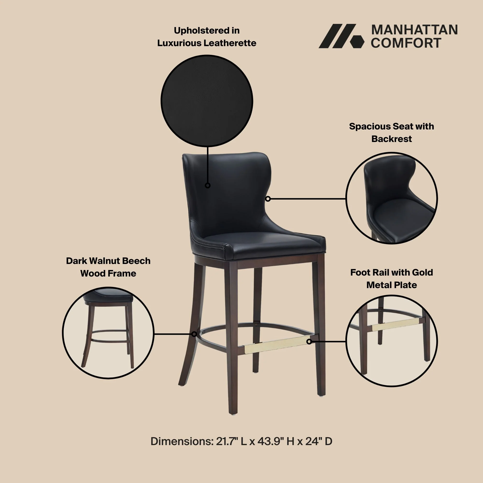 Blair Barstool in Black - Image 4