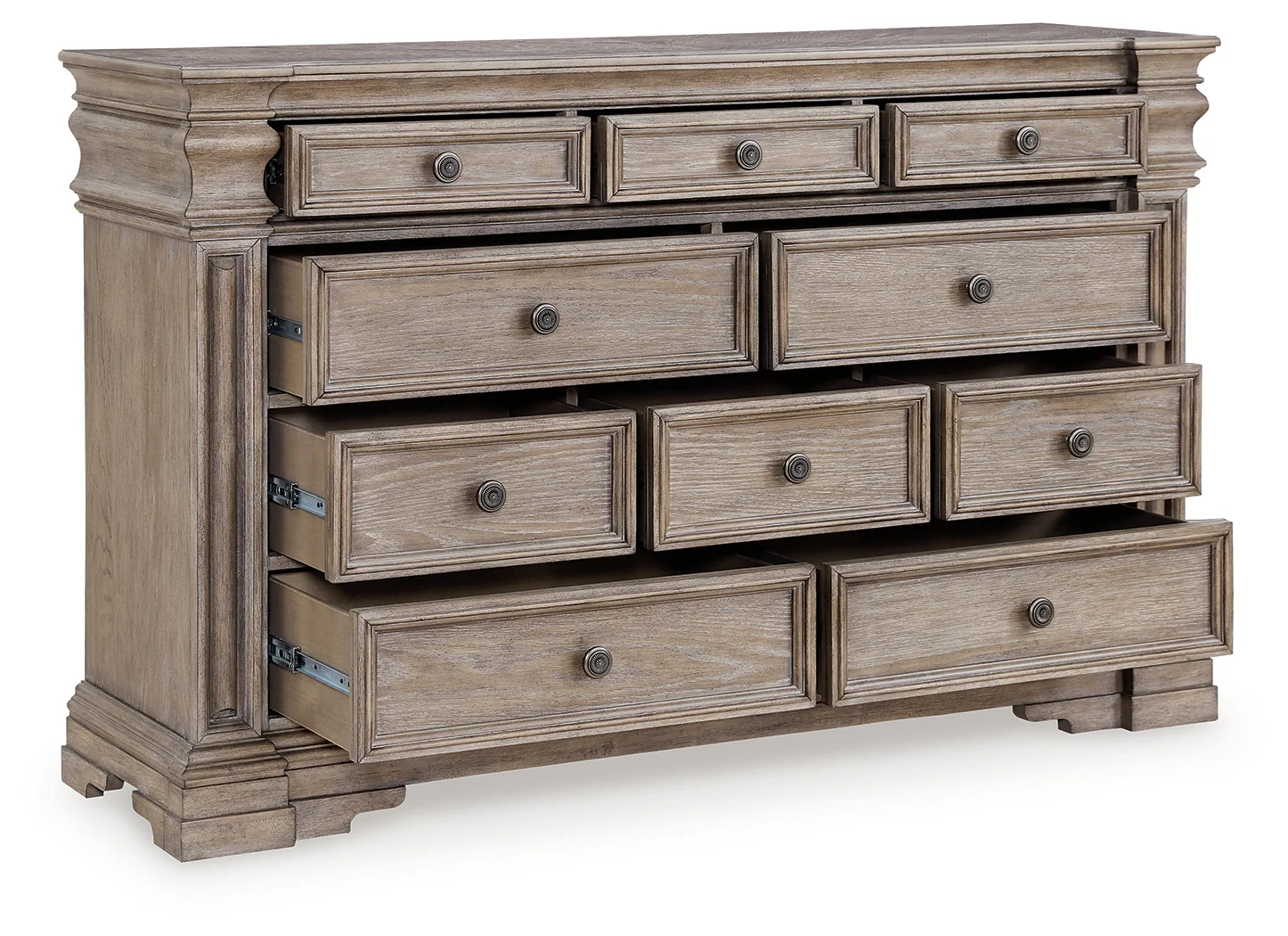 Blairhurst Light Grayish Brown Cal. King Panel Bedroom Set with Dresser, Chest and 2 Nightstands - Image 5