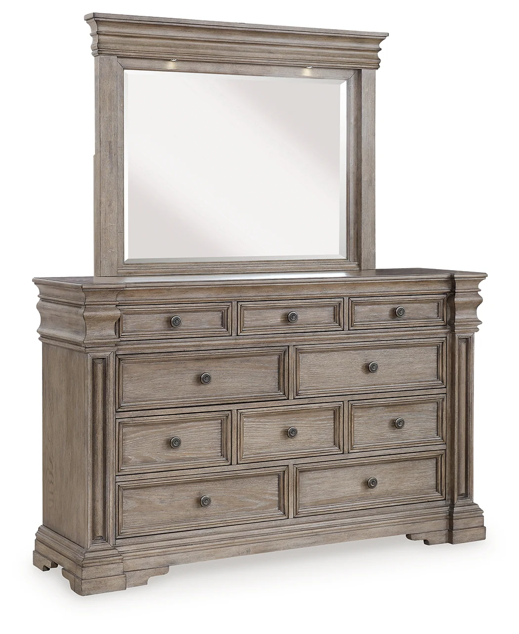 Blairhurst Light Grayish Brown Queen Panel Bedroom Set with Dresser, Mirror, Chest and Nightstand - Image 3