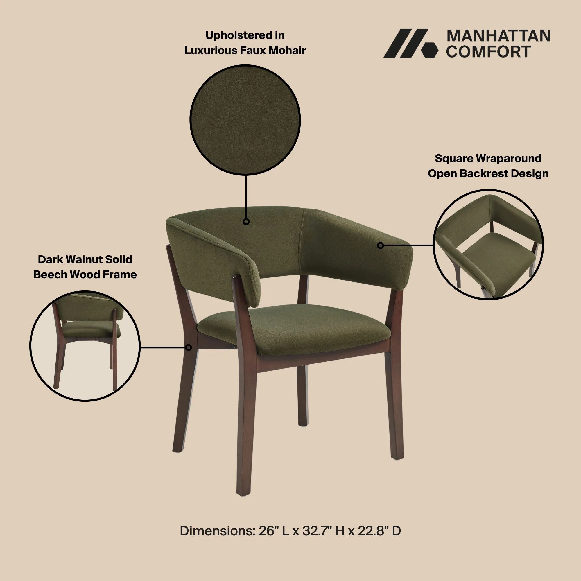 Blake Dining Armchair in Green (set of 4) - Image 4