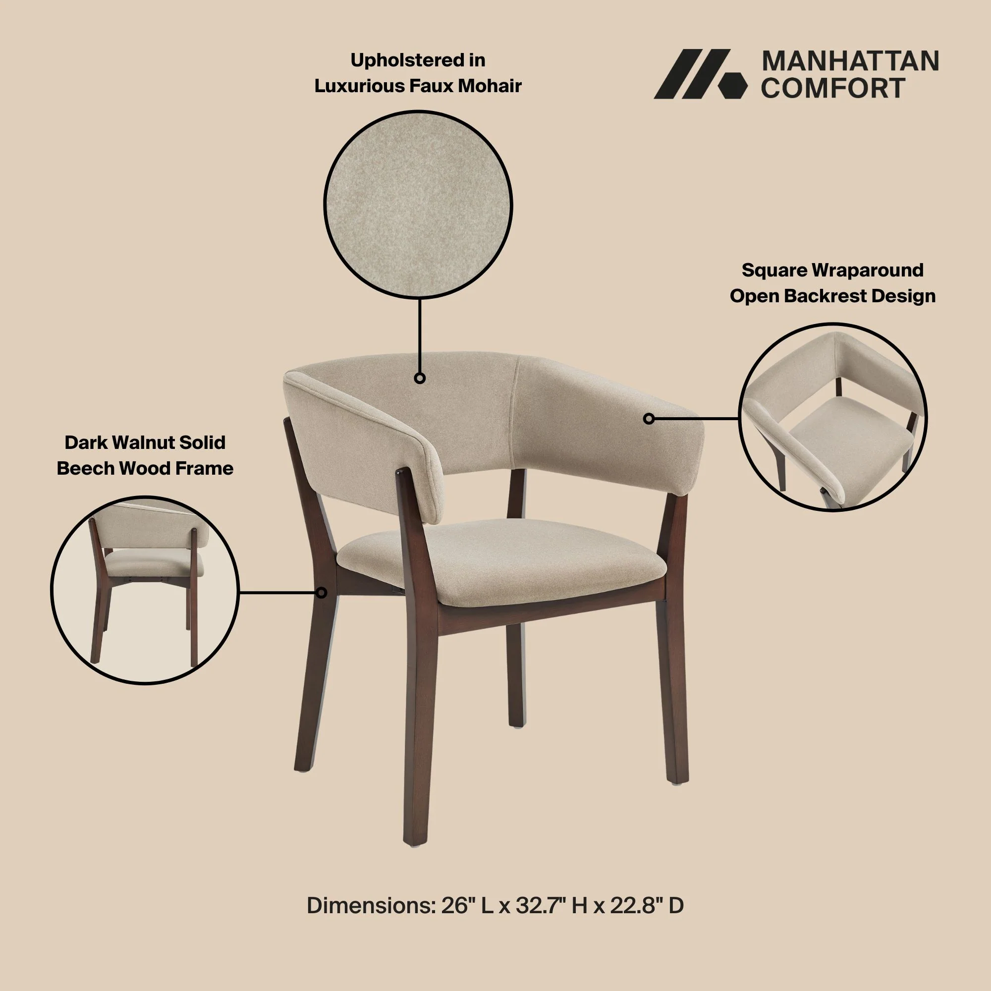 Blake Dining Armchair in Natural (set of 4) - Image 4
