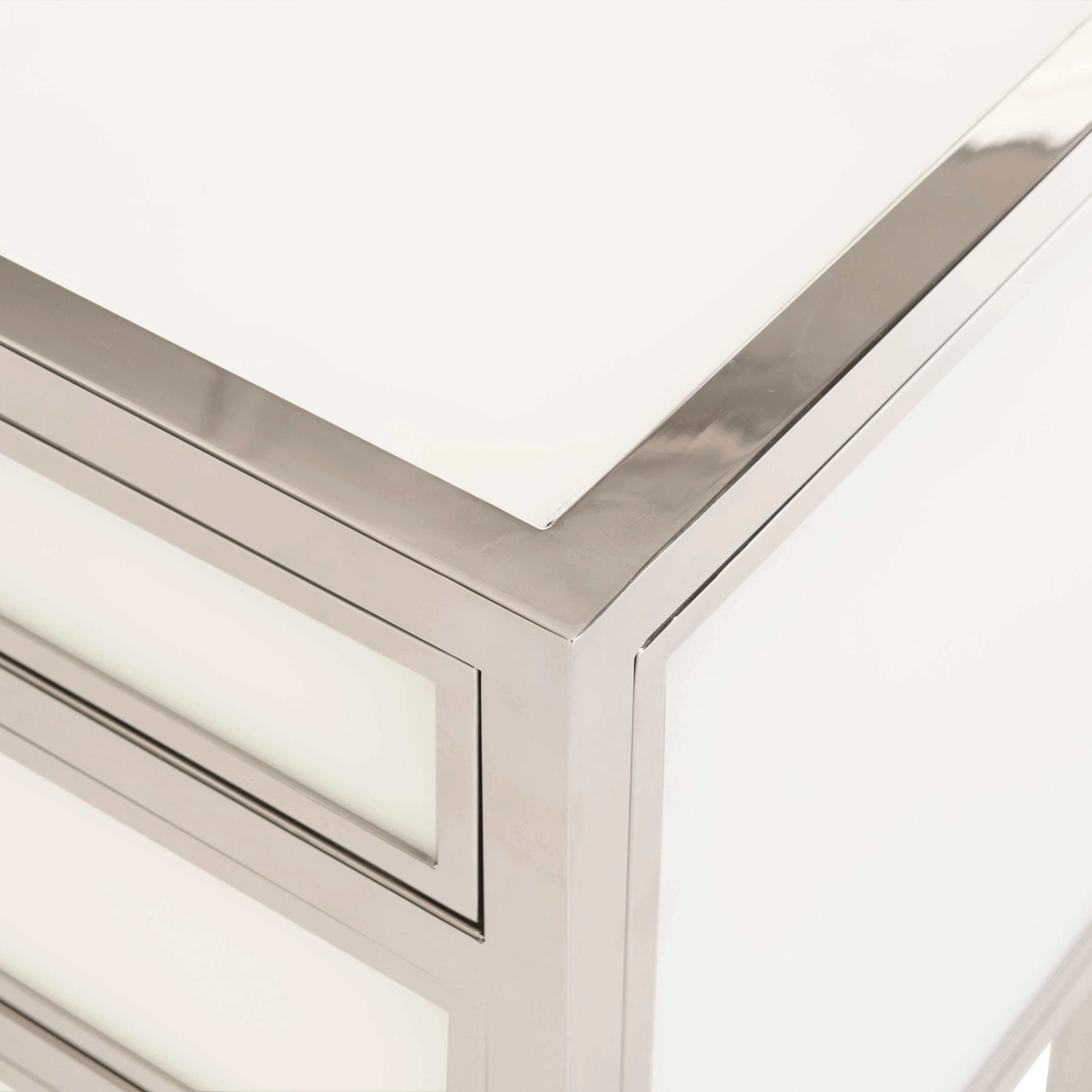 Blanca White/Polished Stainless Nightstand - Image 2