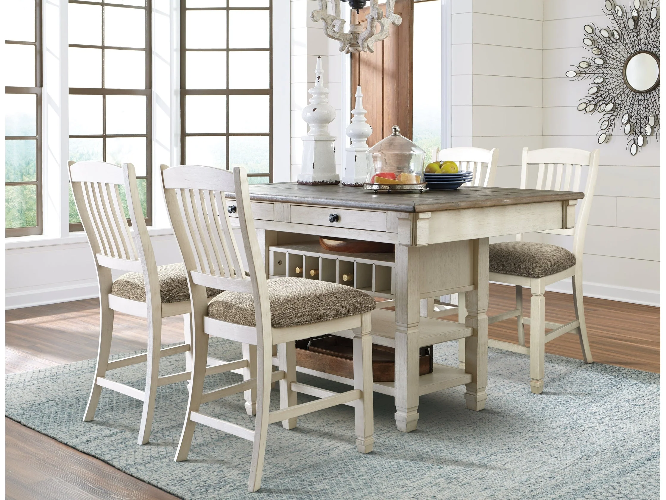 Bolanburg Antique White Counter Height Dining Table and 4 Barstools (Online Special Price)