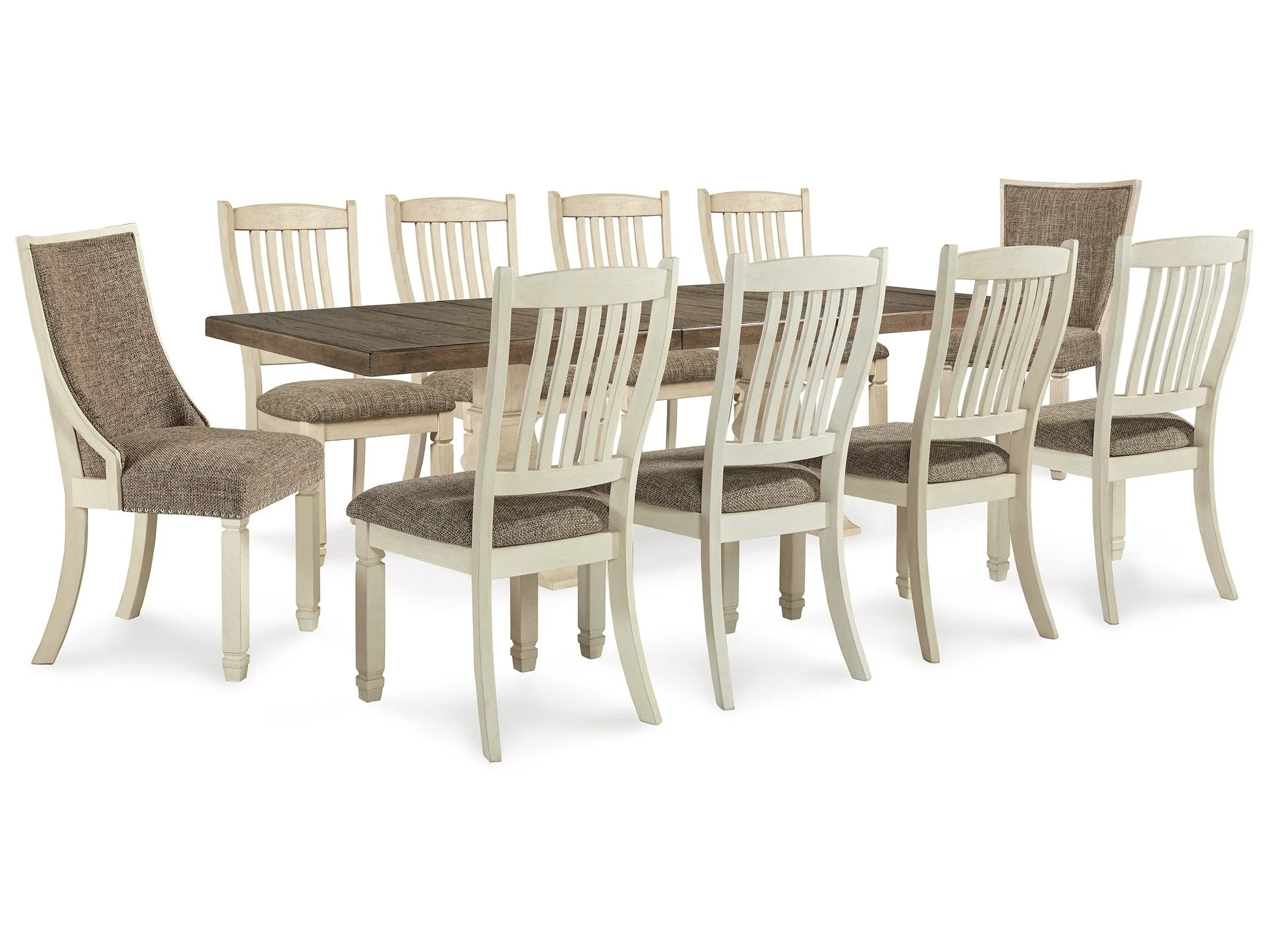 Bolanburg Antique White Dining Table w/10 Chairs (Online Special Price)