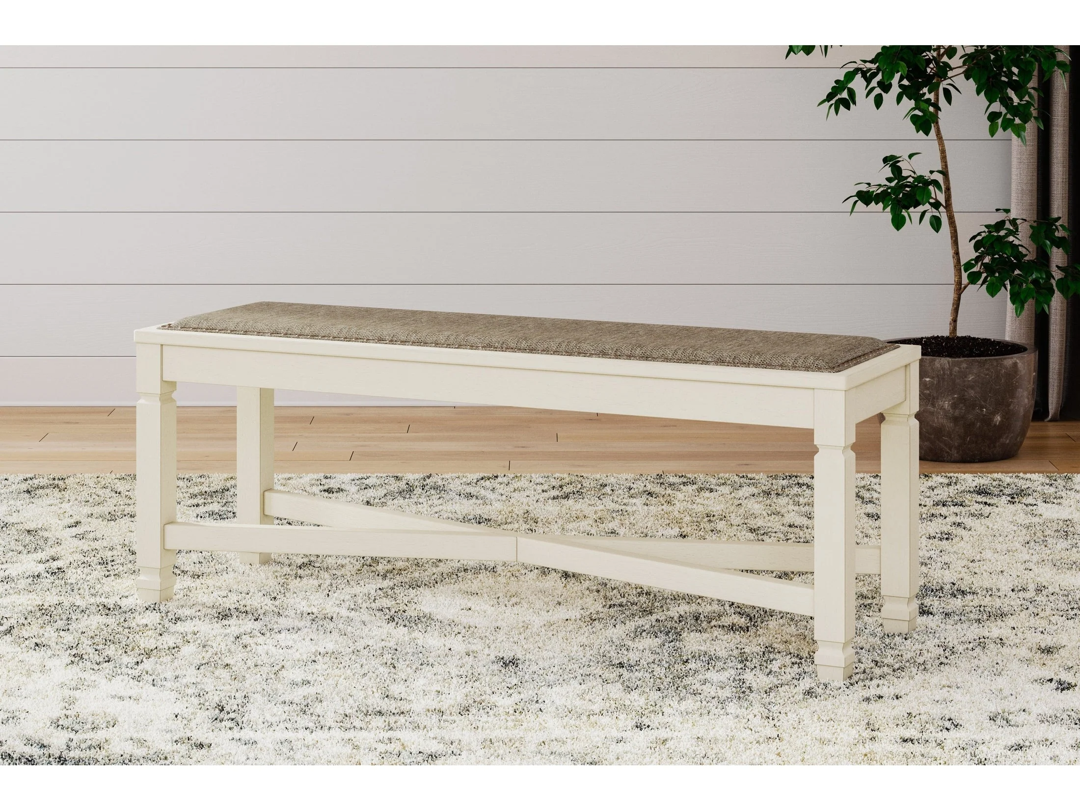 Bolanburg Antiqued White Large UPH Dining Room Bench (Online Special Price)