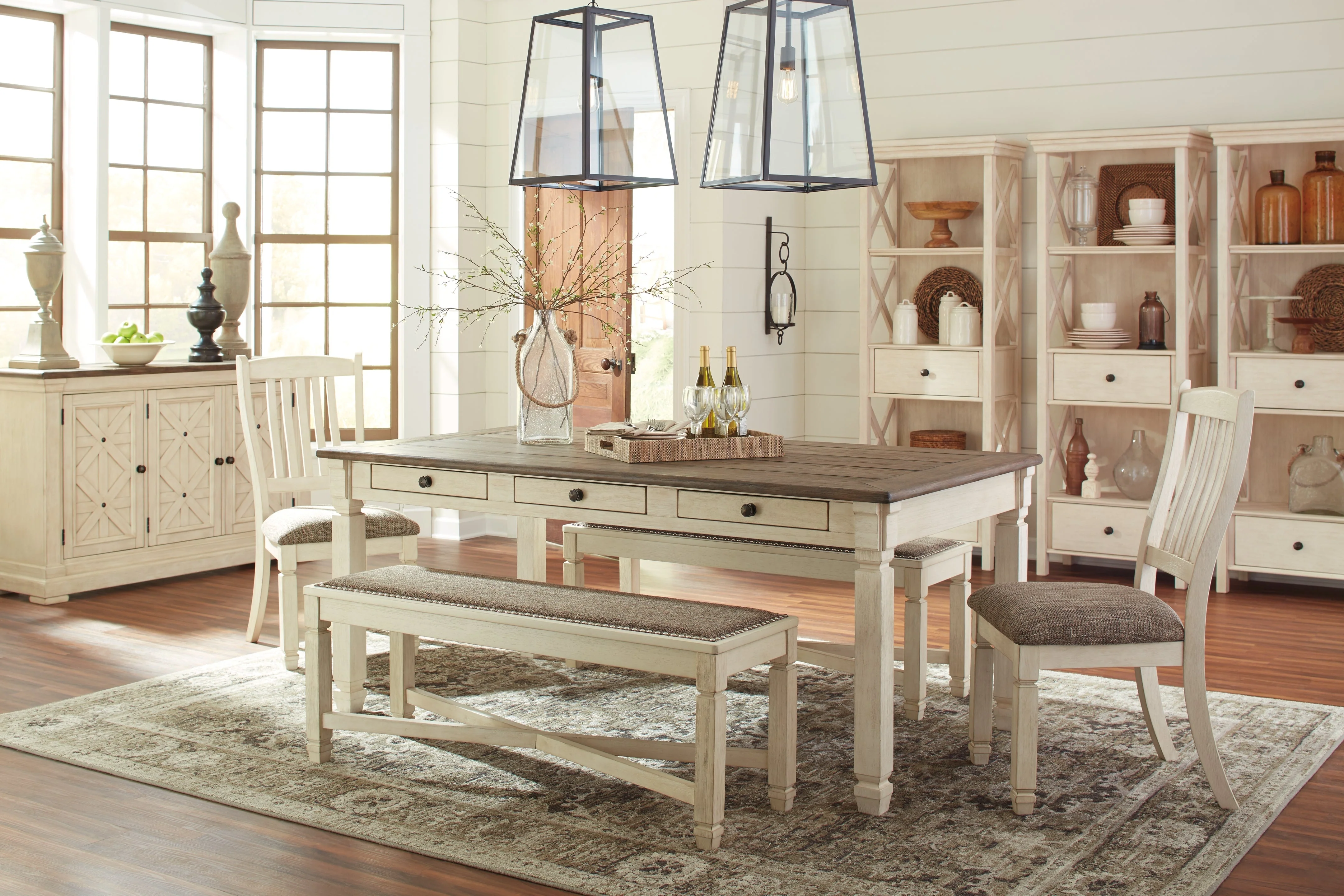 Bolanburg Antiqued White Large UPH Dining Room Bench (Online Special Price) - Image 7