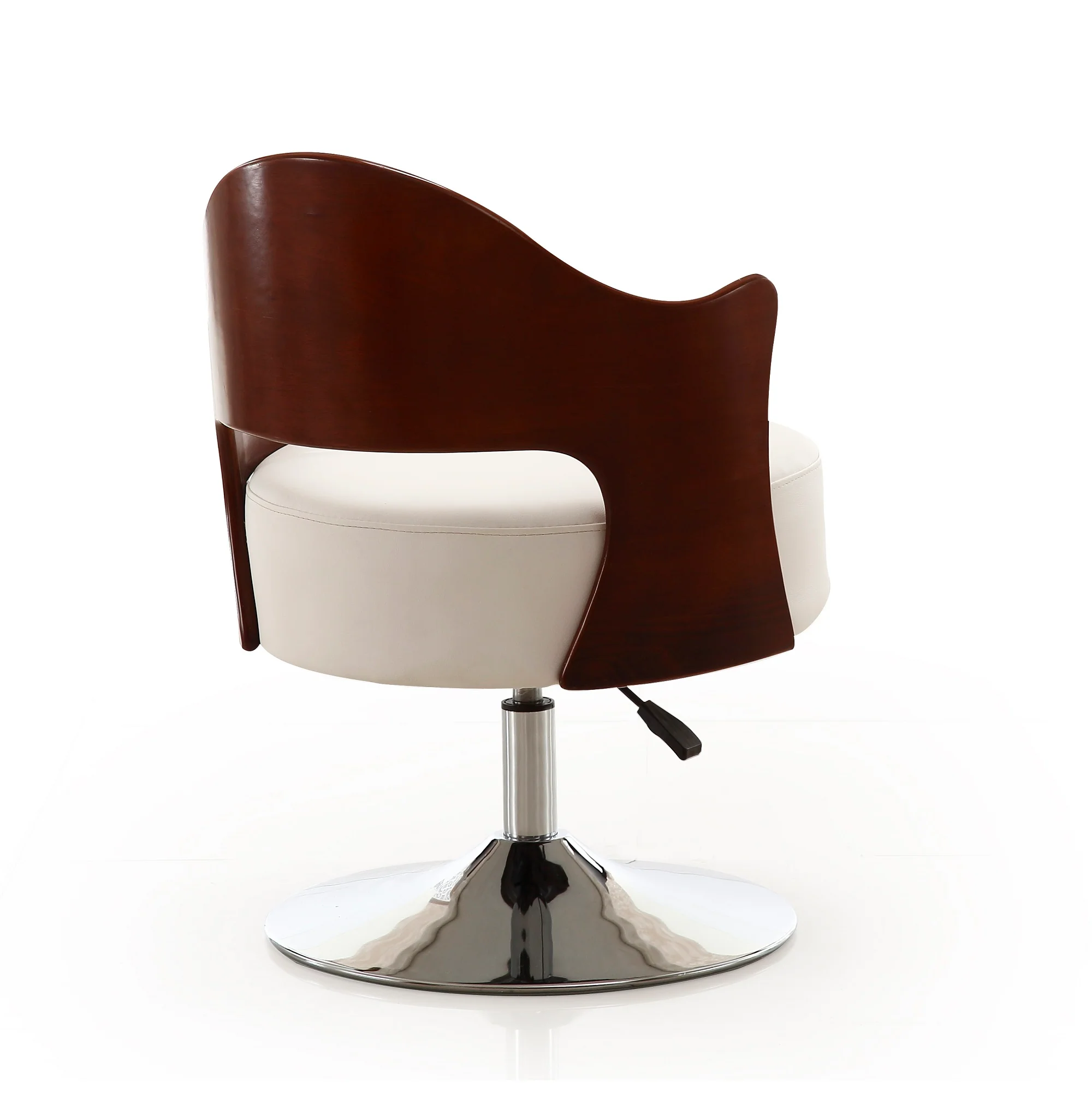 Bopper Adjustable Height Swivel Accent Chair in White and Polished Chrome - Image 5