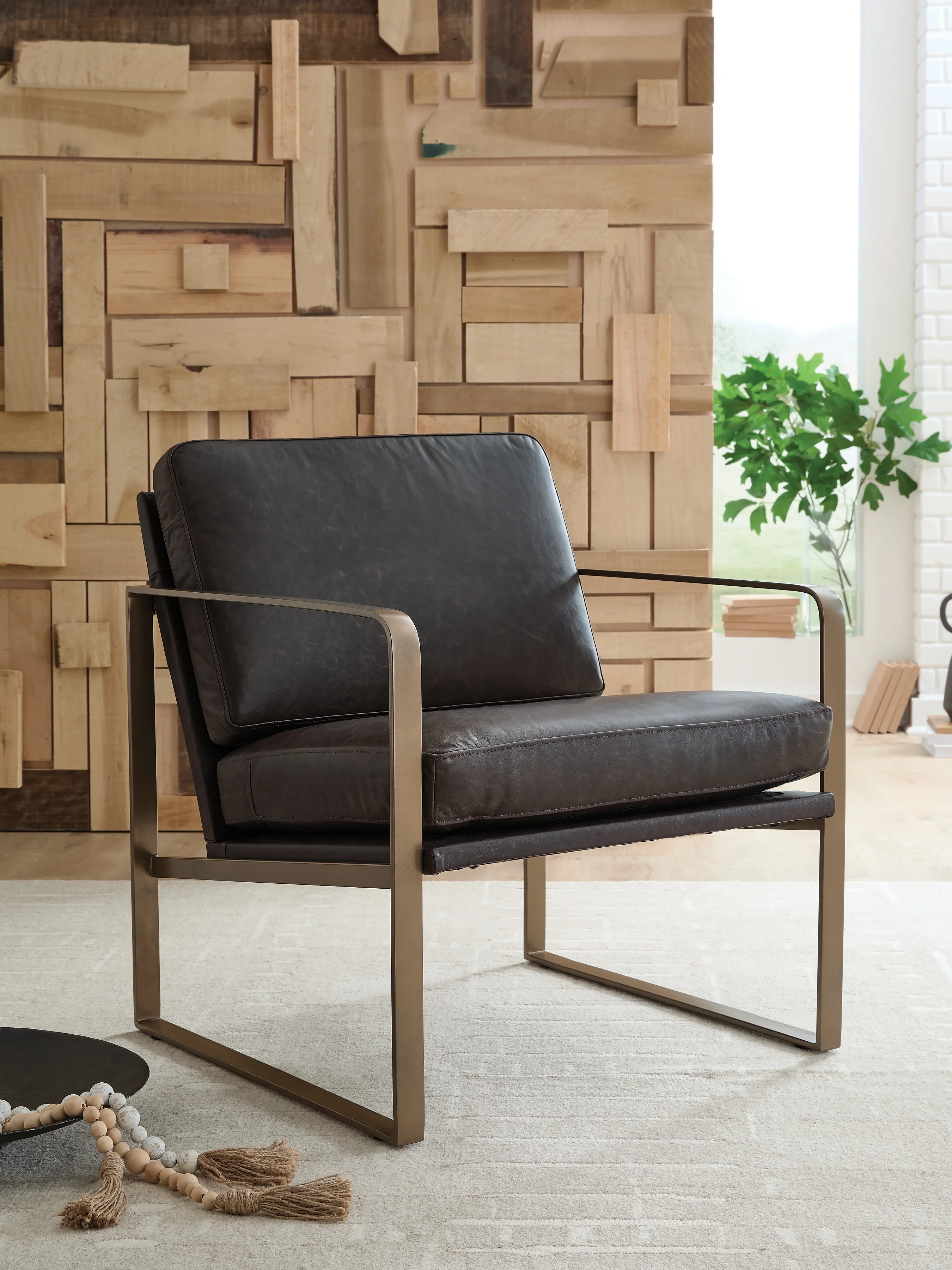 Bradett Dark Brown/Gold Accent Chair - Image 2