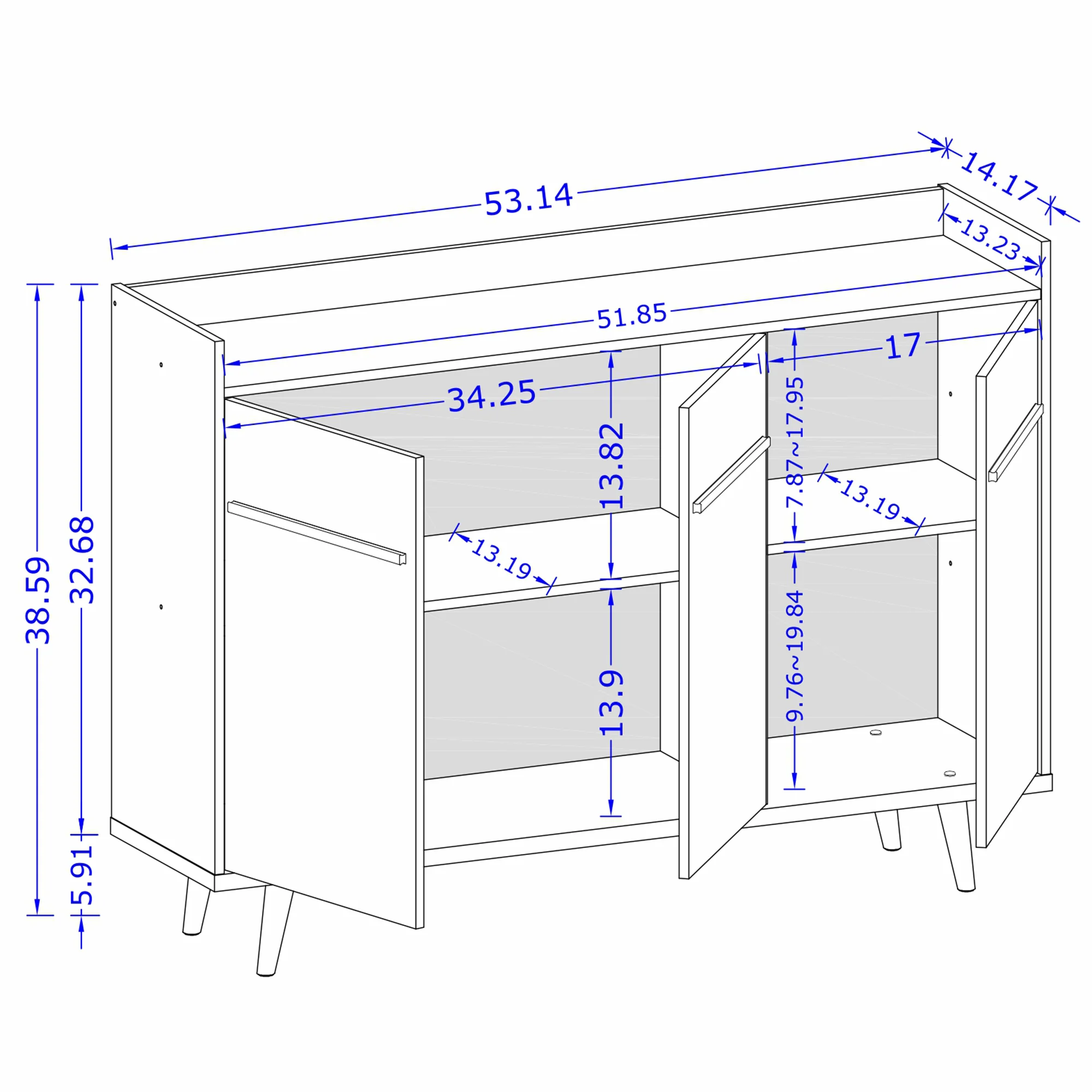 Bradley 53.54 Stand Buffet in Rustic Brown - Image 3