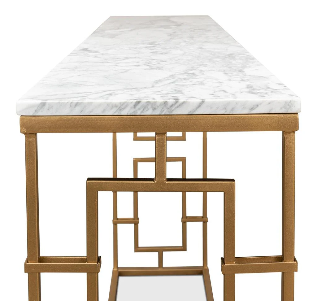 Brass Gate White Console Table - Image 5