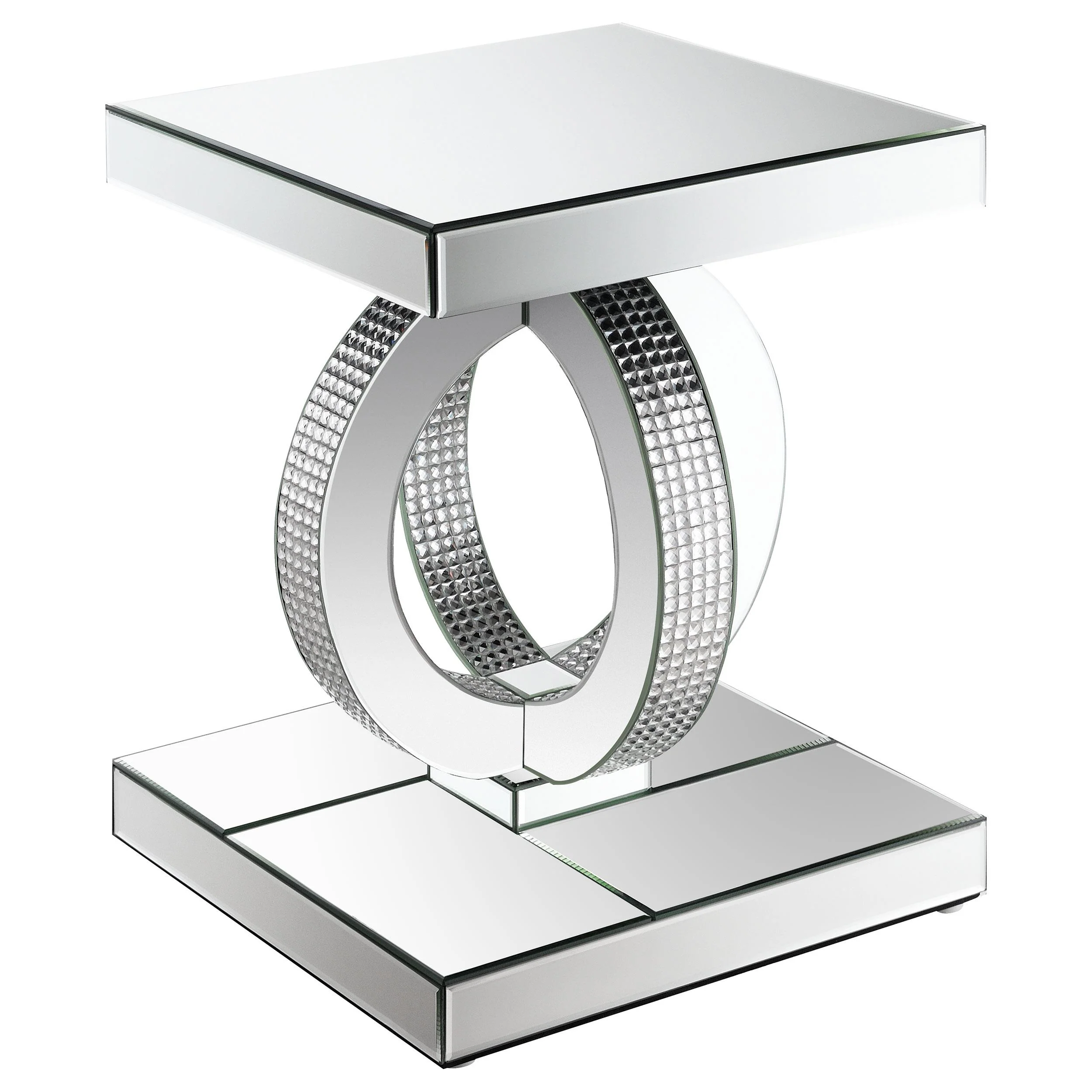 Breena Silver Rectangular Mirrored Acrylic End Table - Image 2
