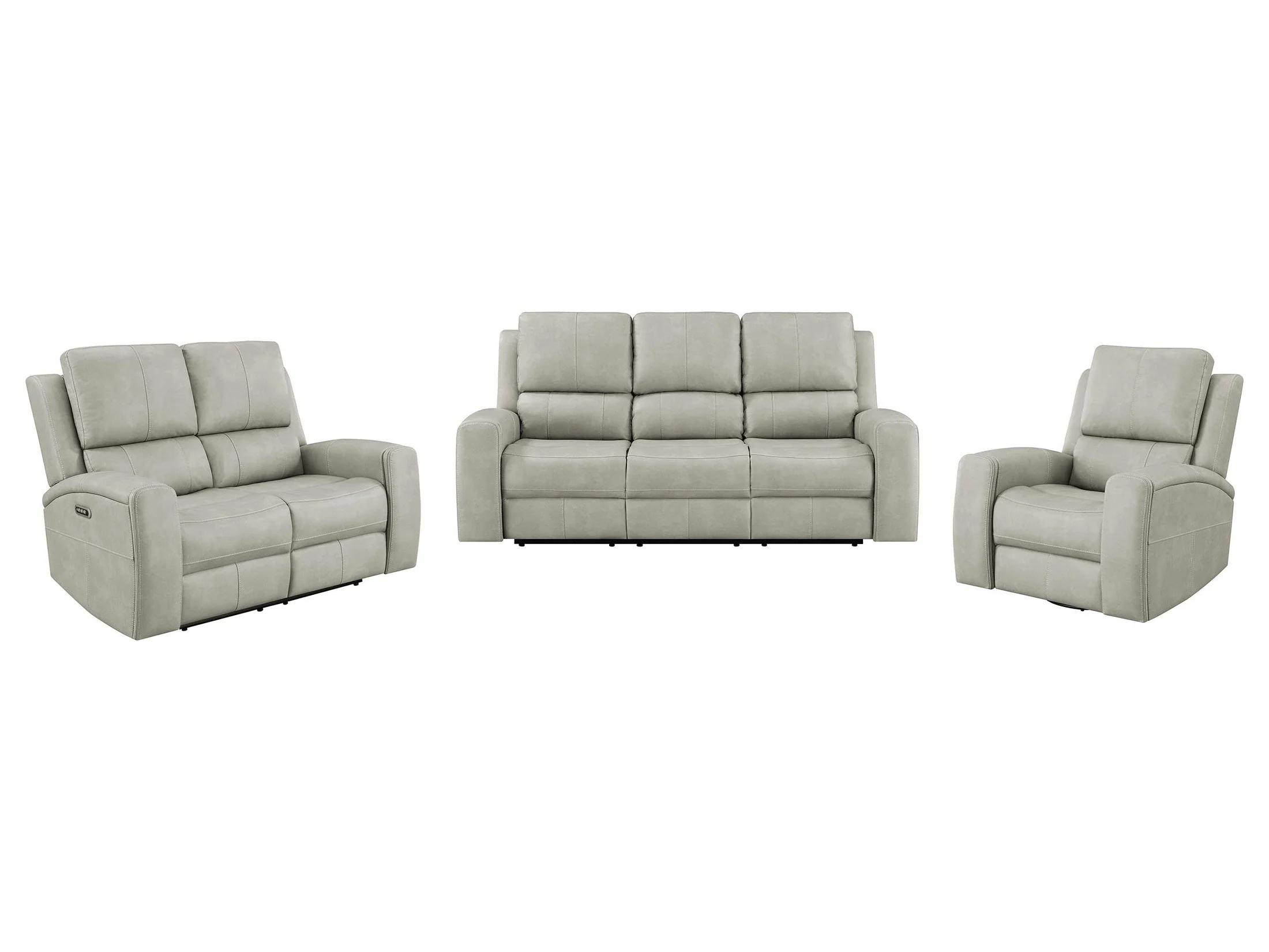 Brickston Grey 3-piece Triple Power Reclining Sofa Set