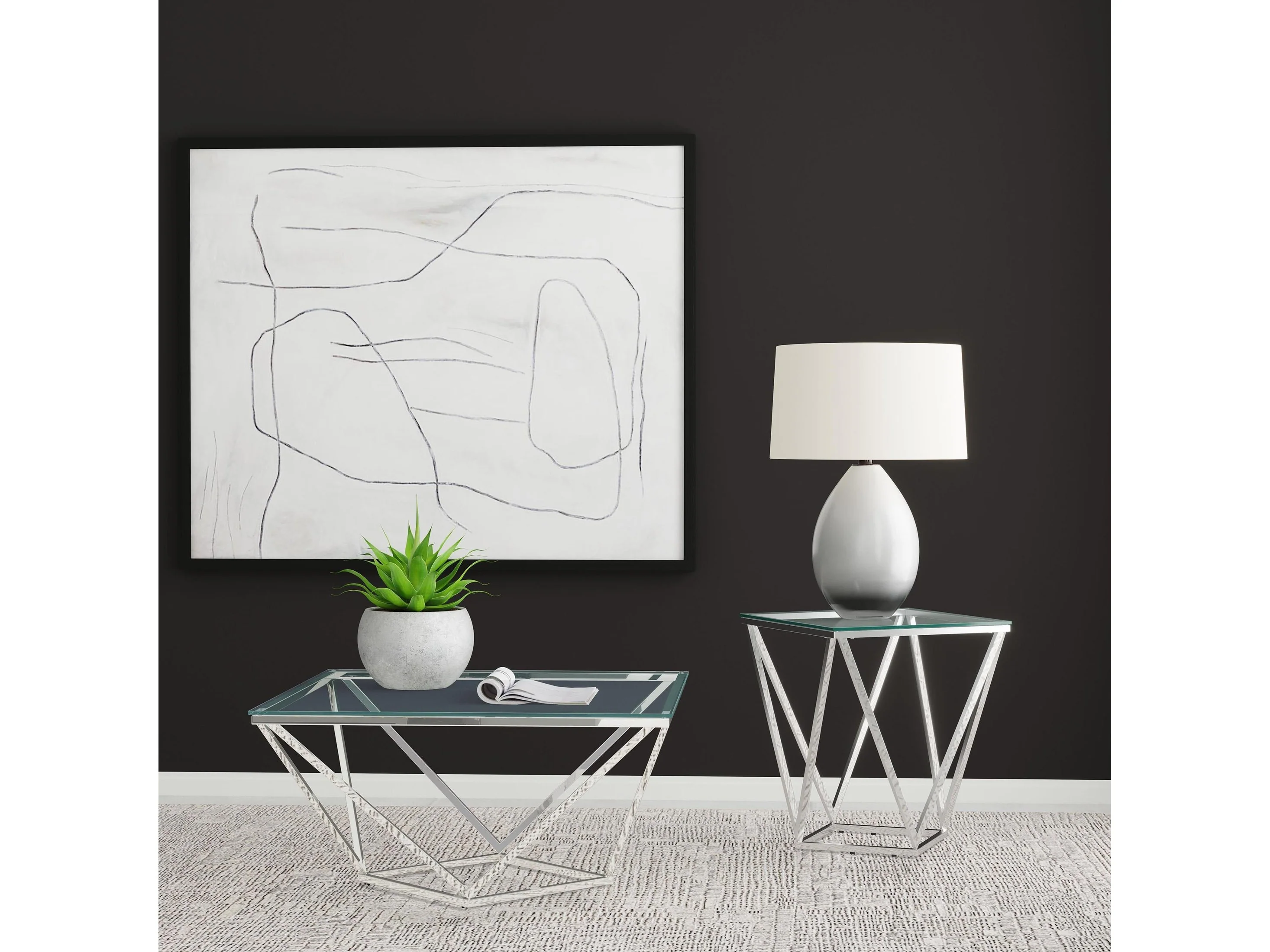 Brittania Nickel 2-piece Square Coffee and End Table Set