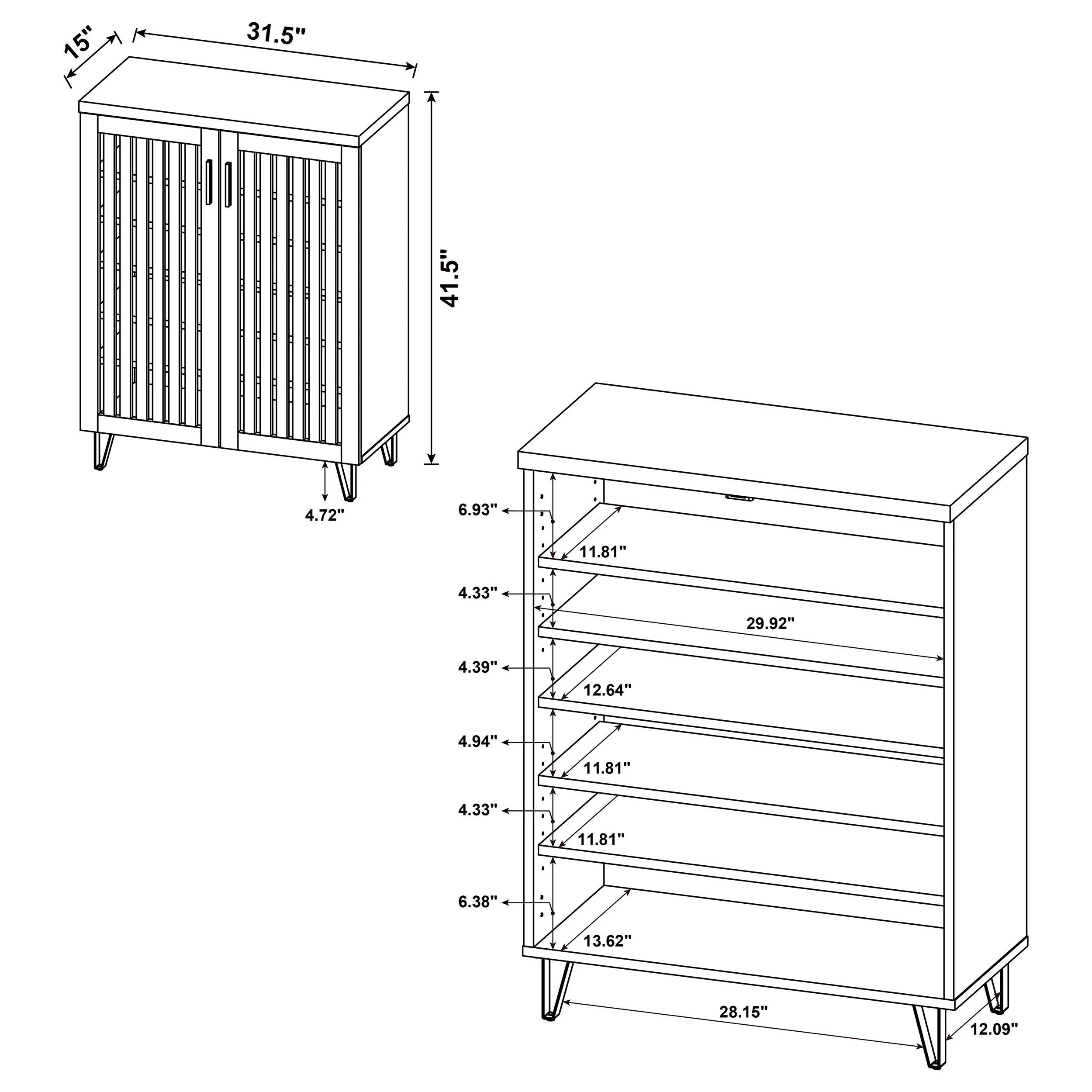 Brixton Black 2-door Entryway Shoe Storage Cabinets - Image 11