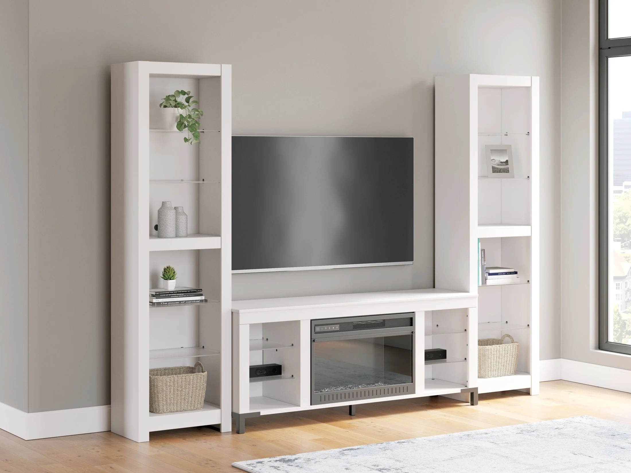Brollevi White 3-Piece Entertainment Center (Online Special Price)