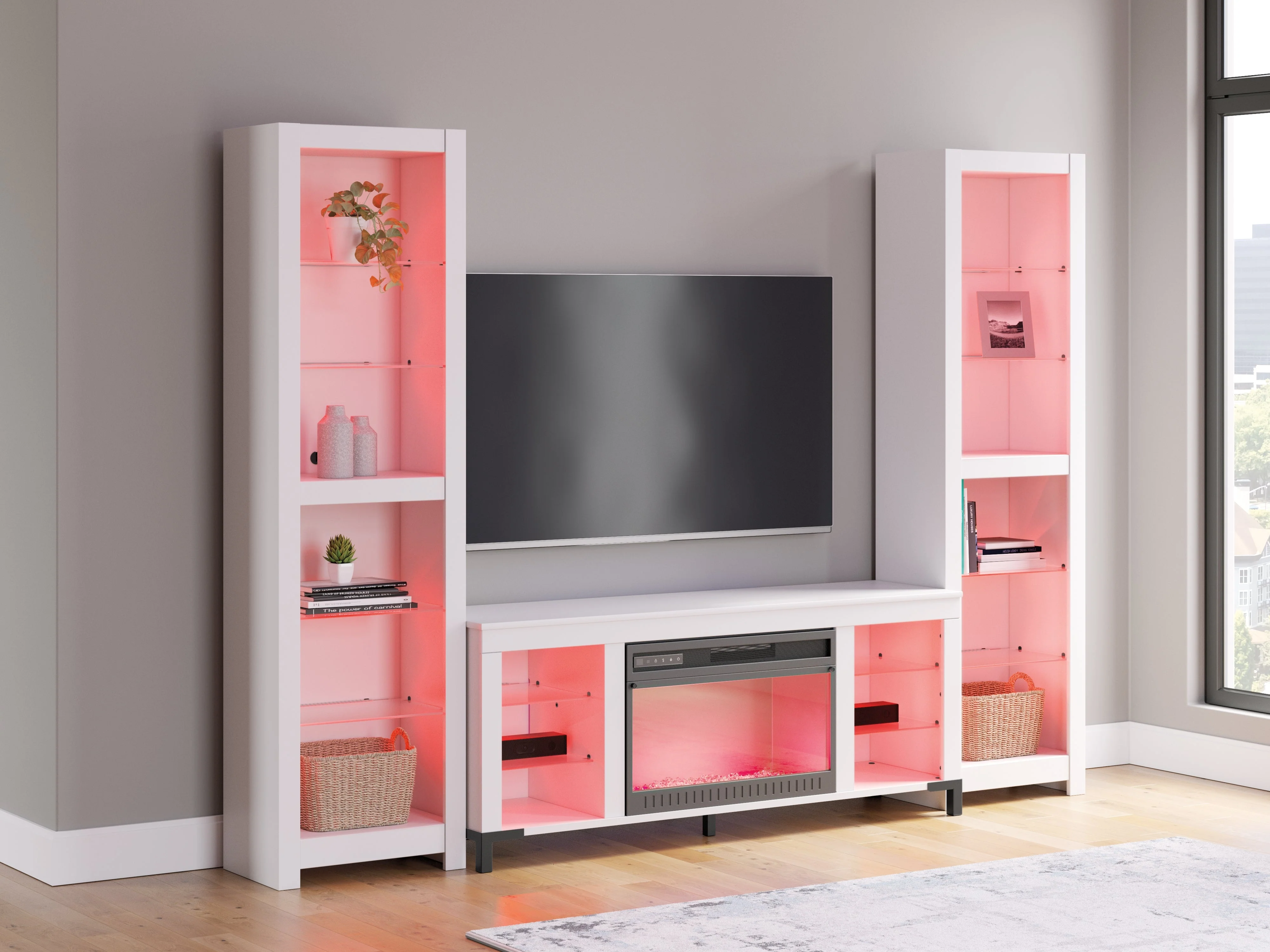 Brollevi White 3-Piece Entertainment Center (Online Special Price) - Image 10