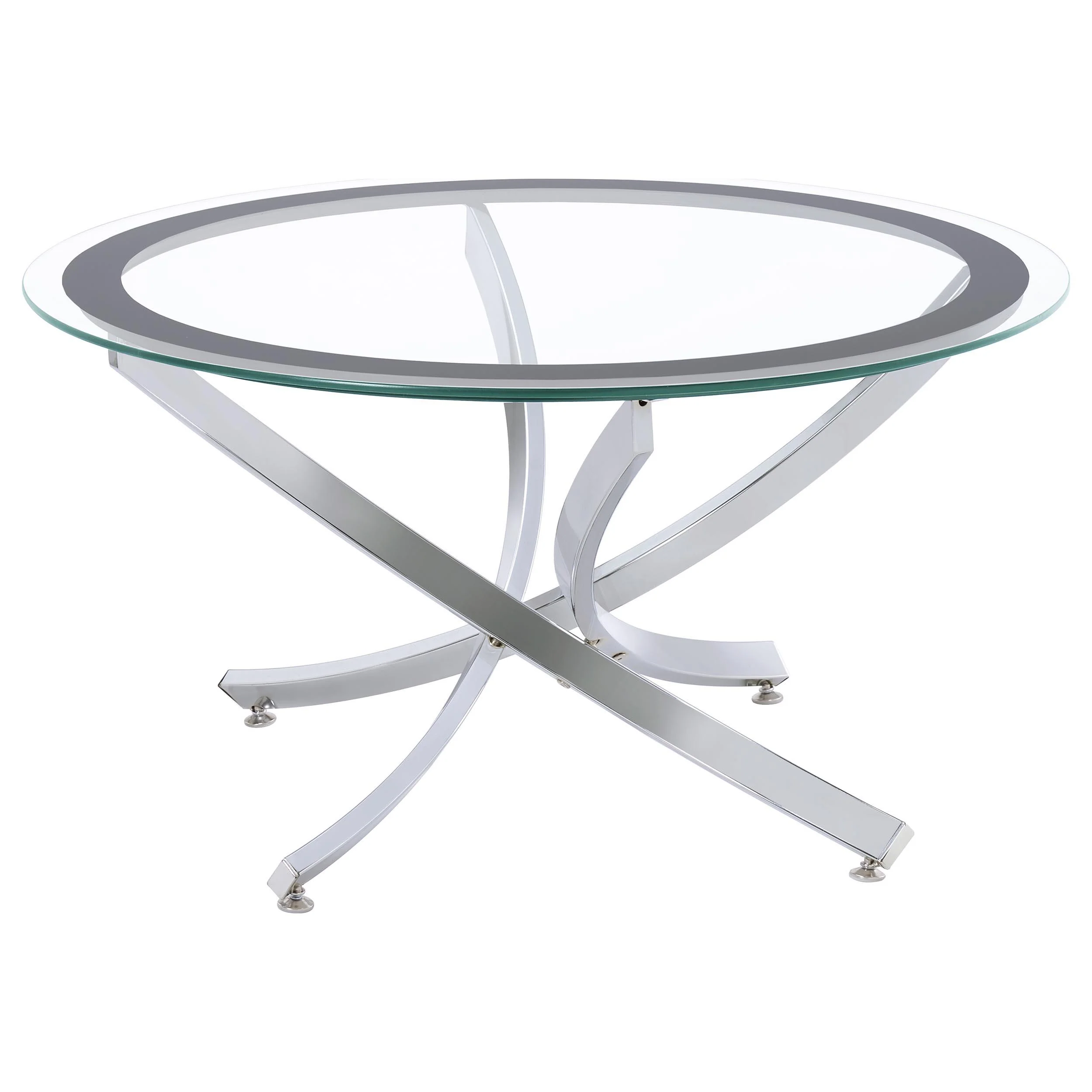Brooke Chrome 3-piece Round Coffee and End Table Set - Image 3