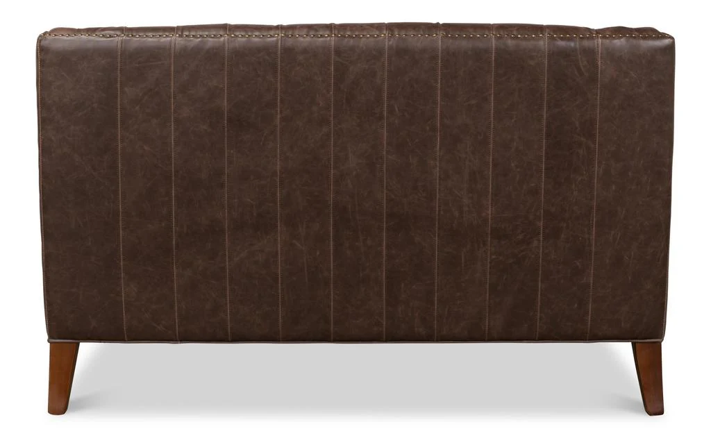 Brooks Brown Leather Tufted 2 Seat Sofa - Image 9
