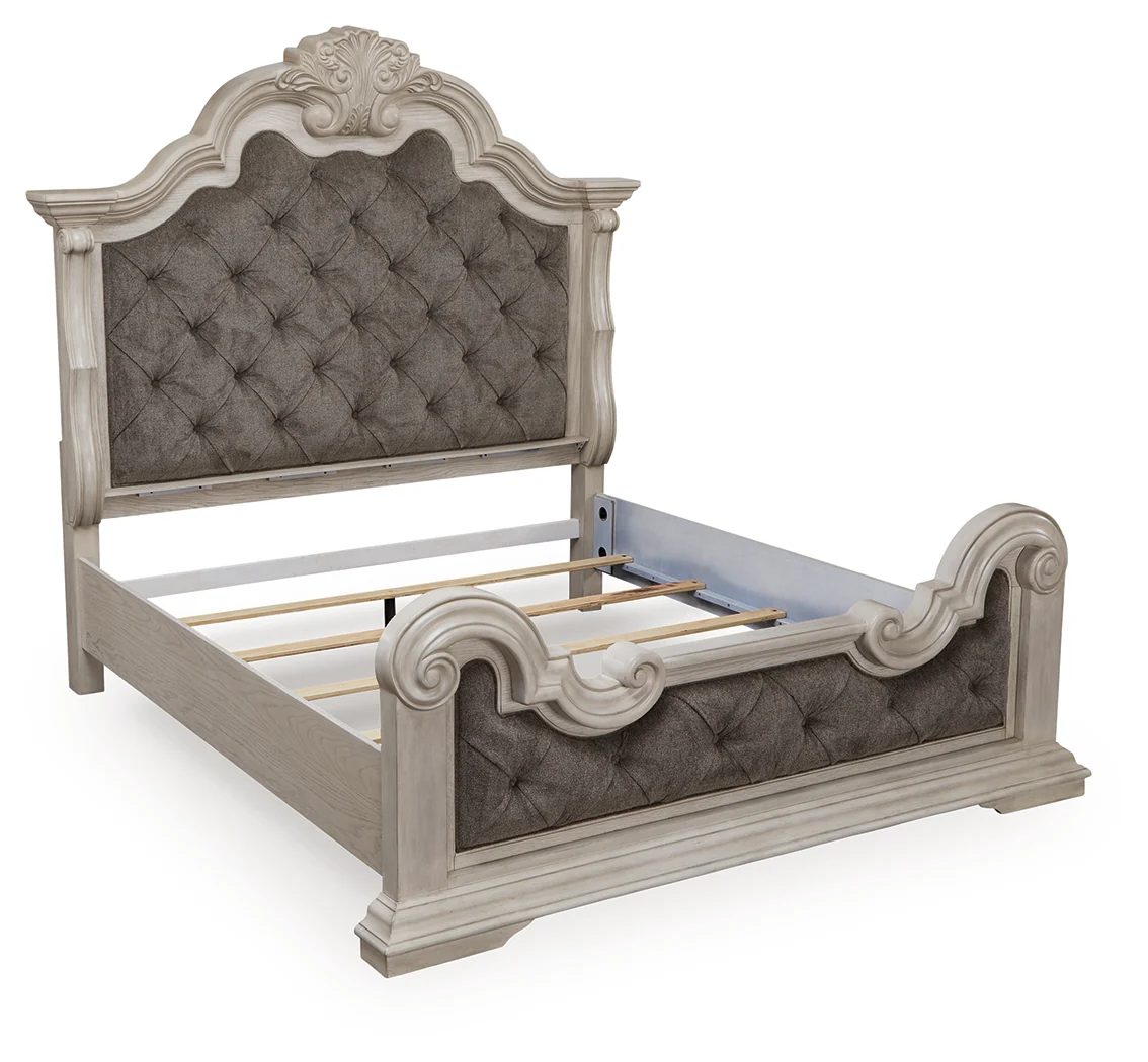 Bruchandi Antique White California King Upholstered Panel Bed - Image 3