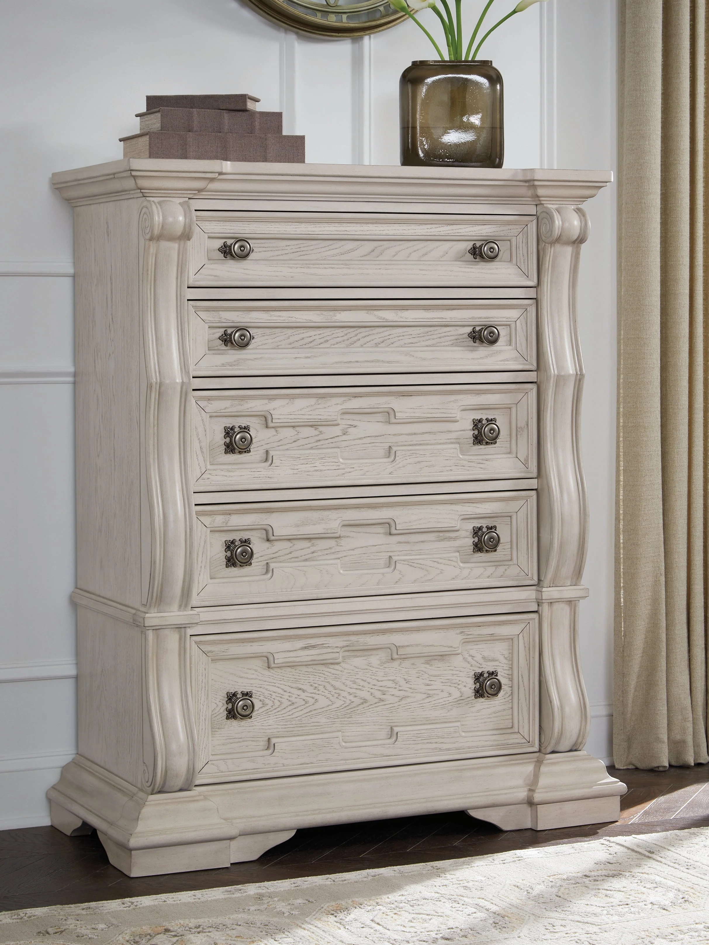 Bruchandi Antique White Five Drawer Chest (Online Special Price) - Image 2