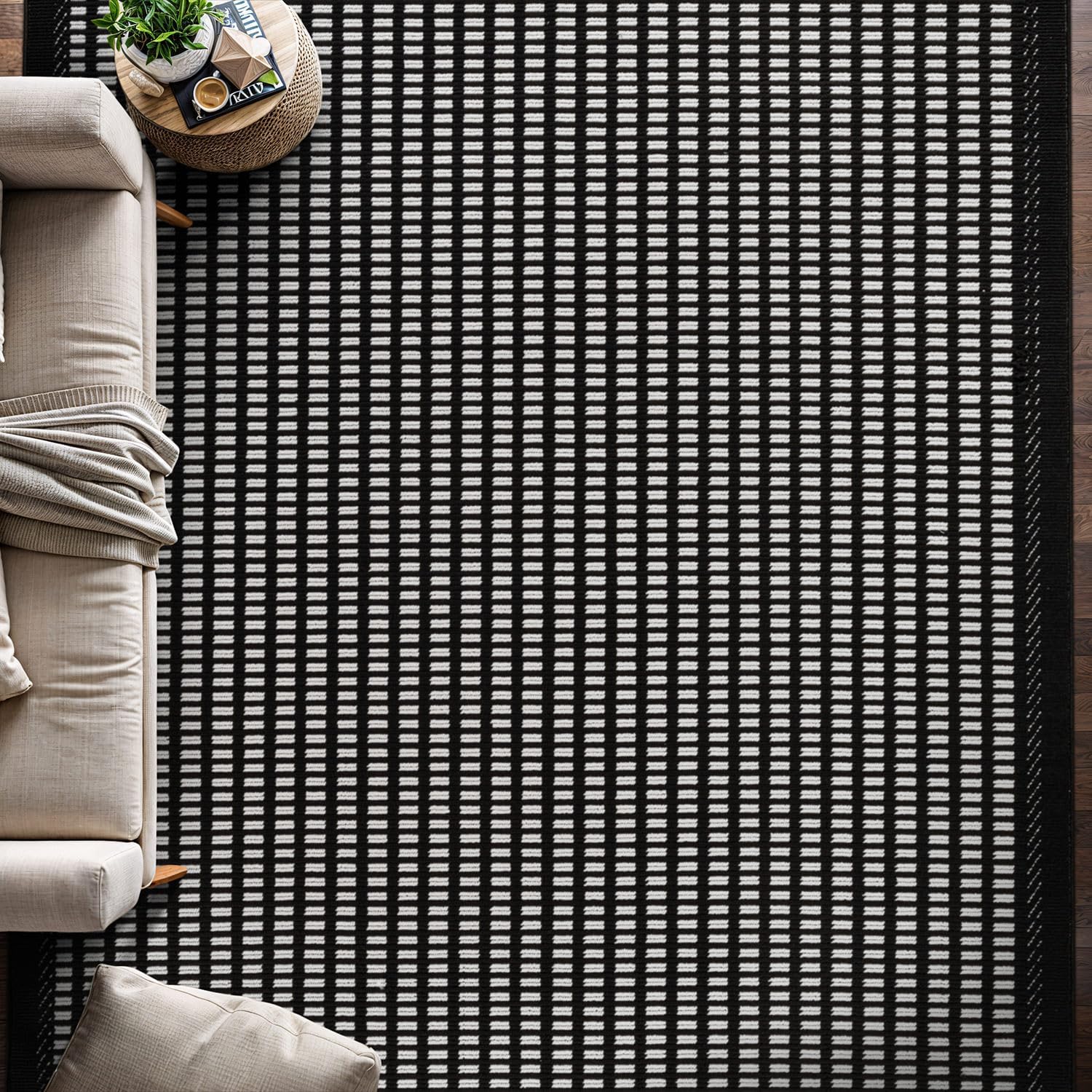 Bunny Black White Geometric Modern Luxury Zebra Micro Loop Soft Non Shedding Area Rugs - Image 4