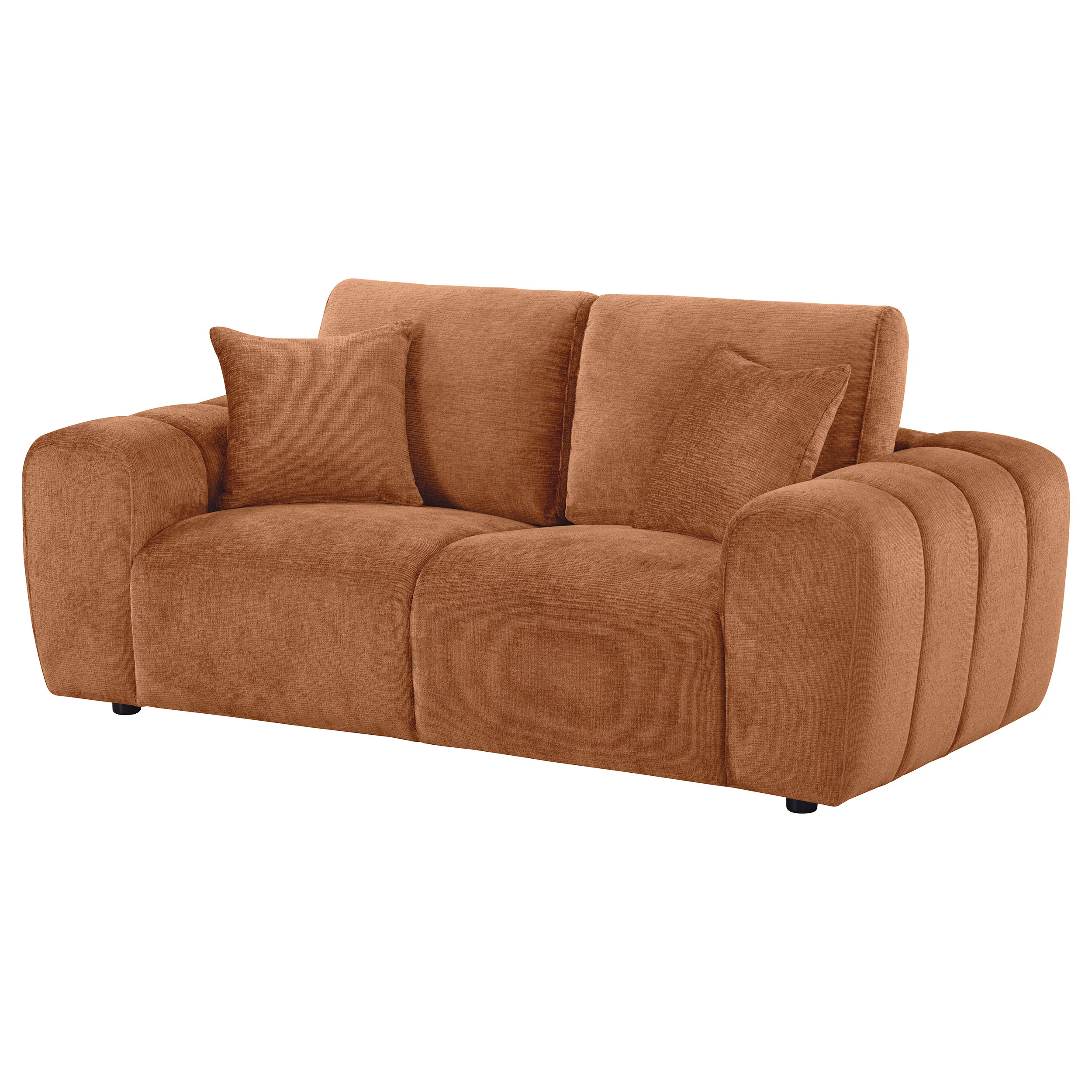Burnett Burnt Orange Chenille Upholstered Wide Arm Loveseat - Image 4