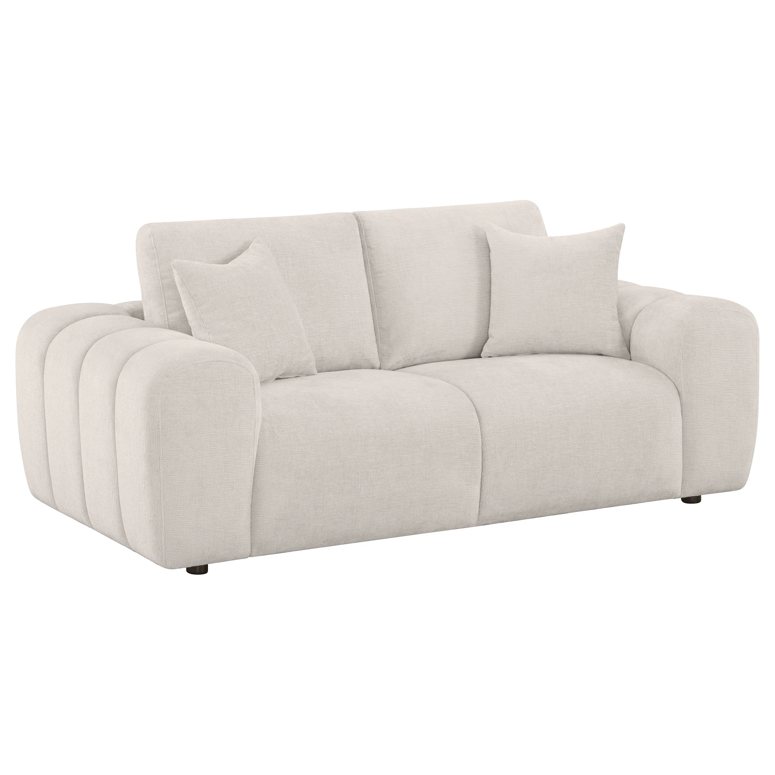 Burnett Ivory 3-piece Chenille Upholstered Sofa Set - Image 4