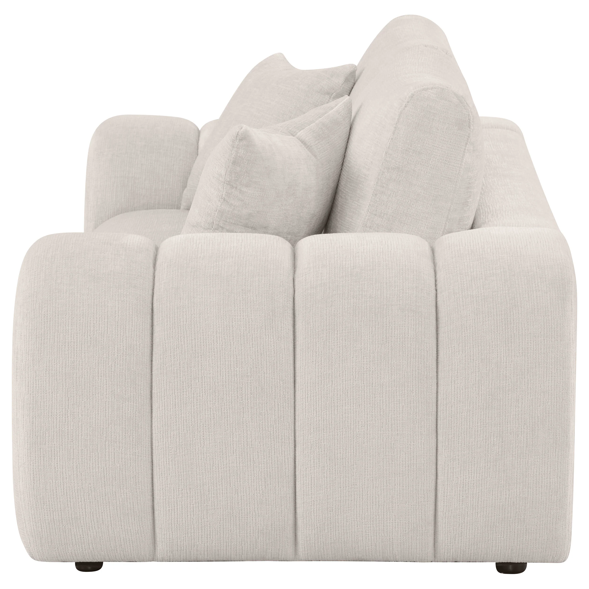 Burnett Ivory Chenille Upholstered Wide Arm Loveseat - Image 4