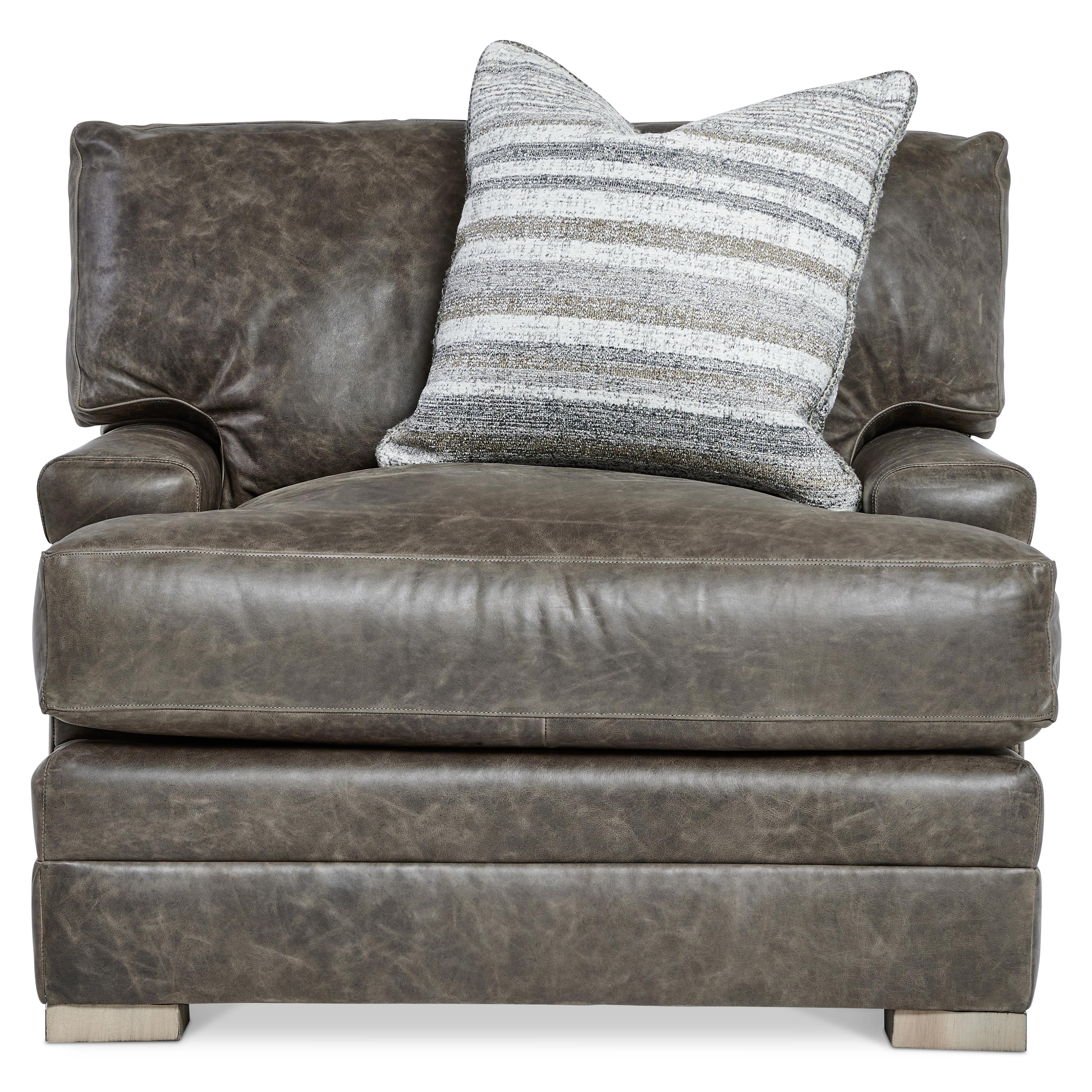 Burnham Brown/Grey Leather Chair - Image 3