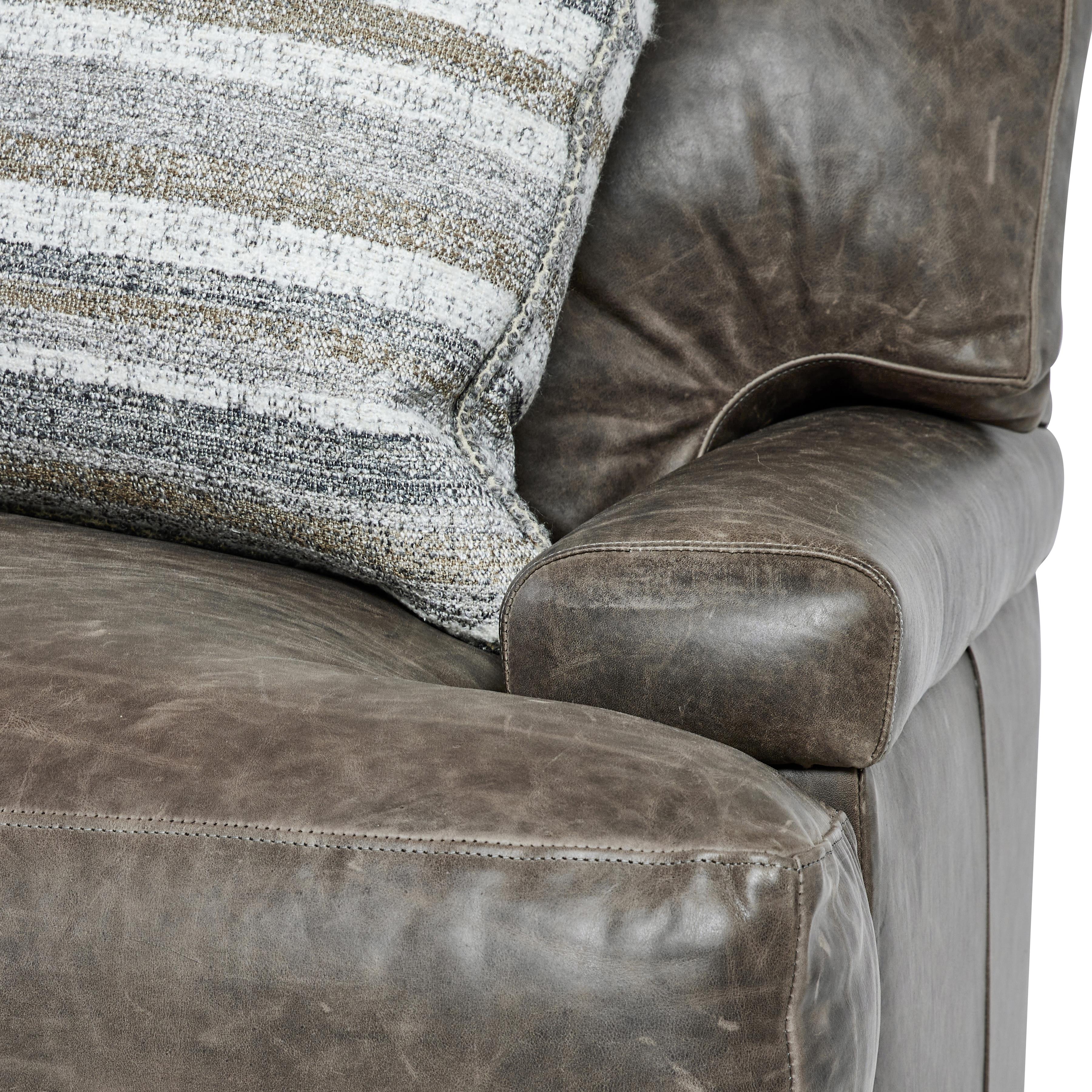 Burnham Brown/Grey Leather Chair - Image 5