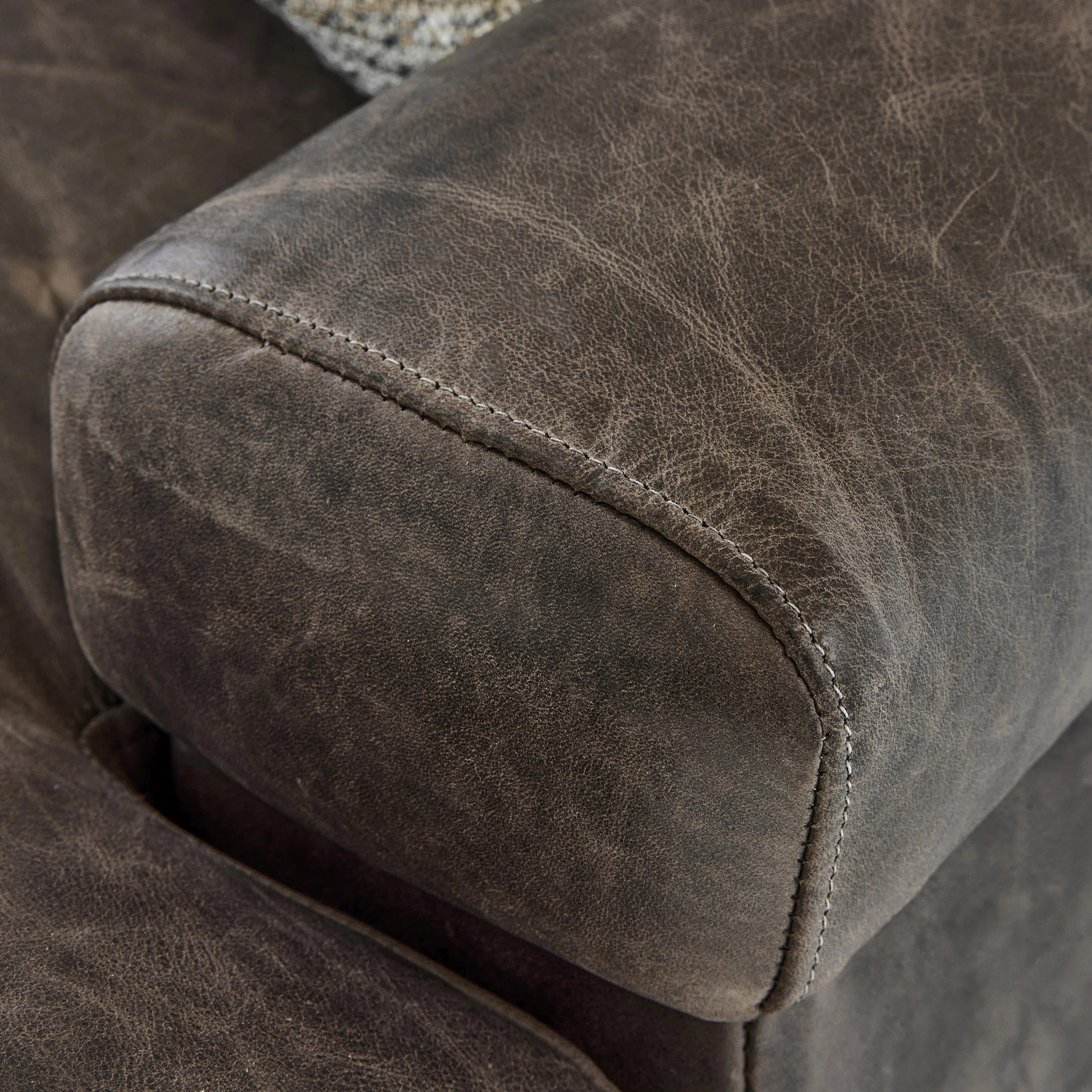 Burnham Brown/Grey Leather Chair - Image 6