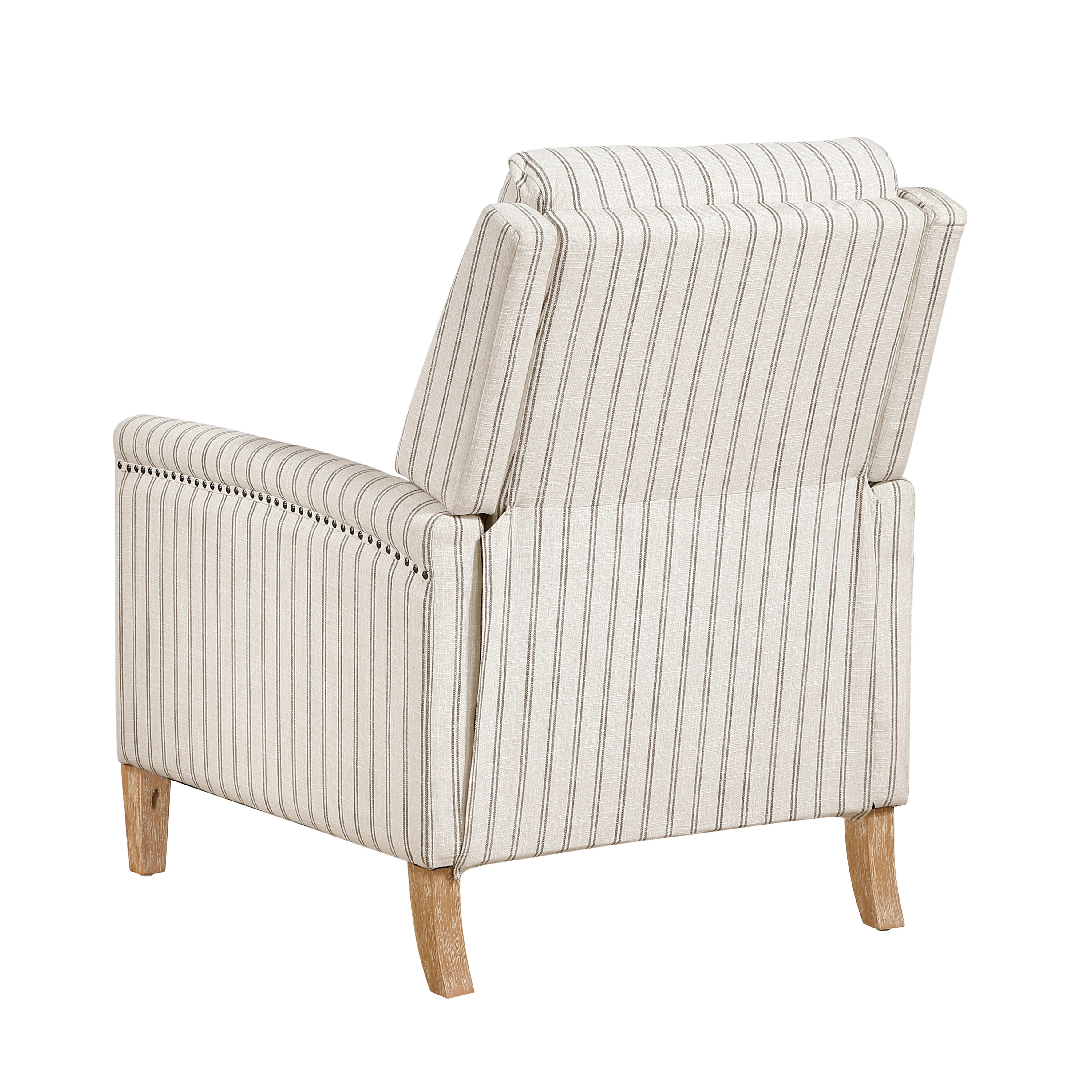 Burton White/Gray Striped Push Back Reclining Chair - Image 4