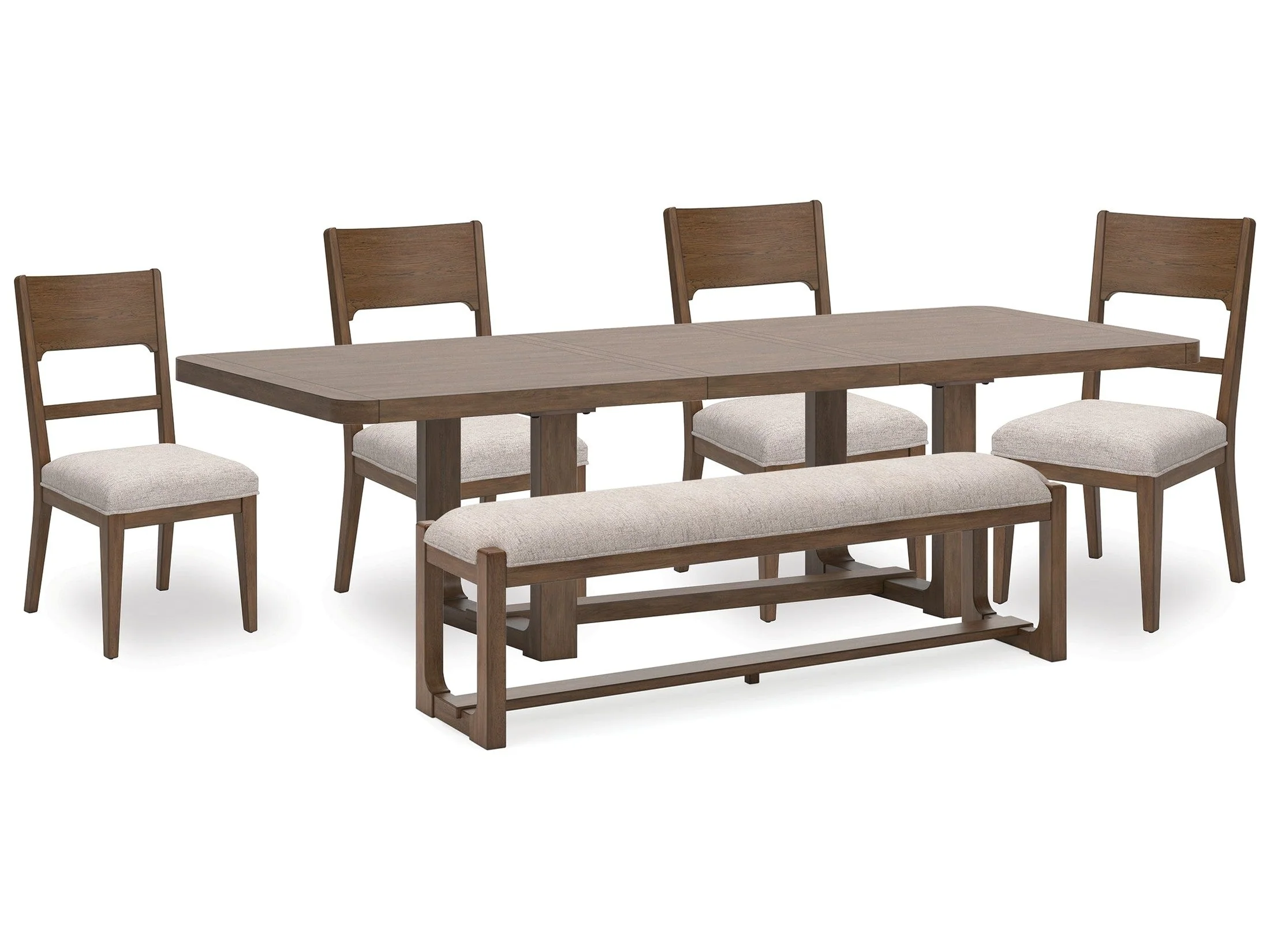Cabalynn Light Brown Dining Table w/4 Chairs & Bench (Online Special Price)