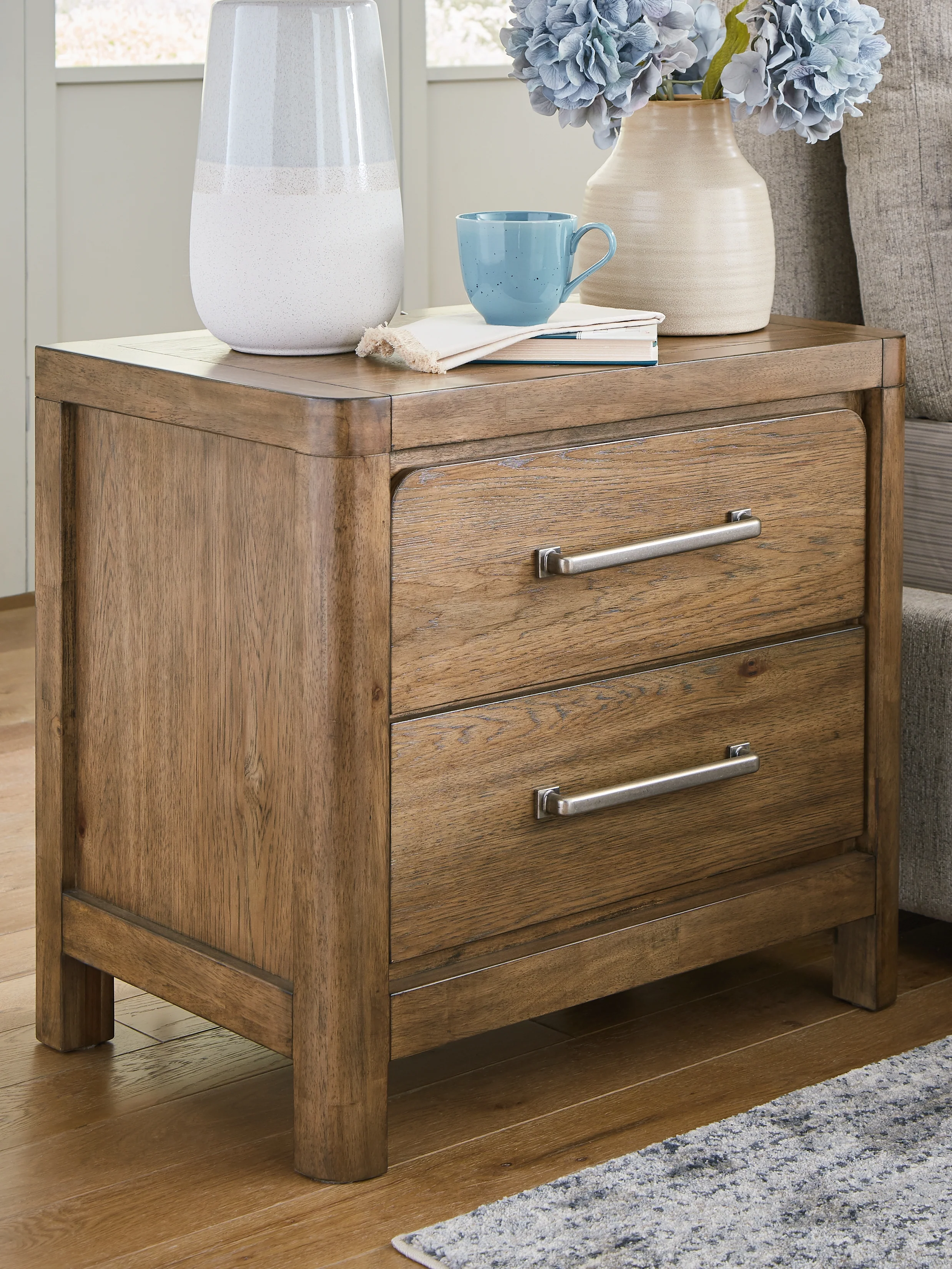 Cabalynn Light Brown King Upholstered Bedroom Set with Dresser, Mirror and Nightstand - Image 22