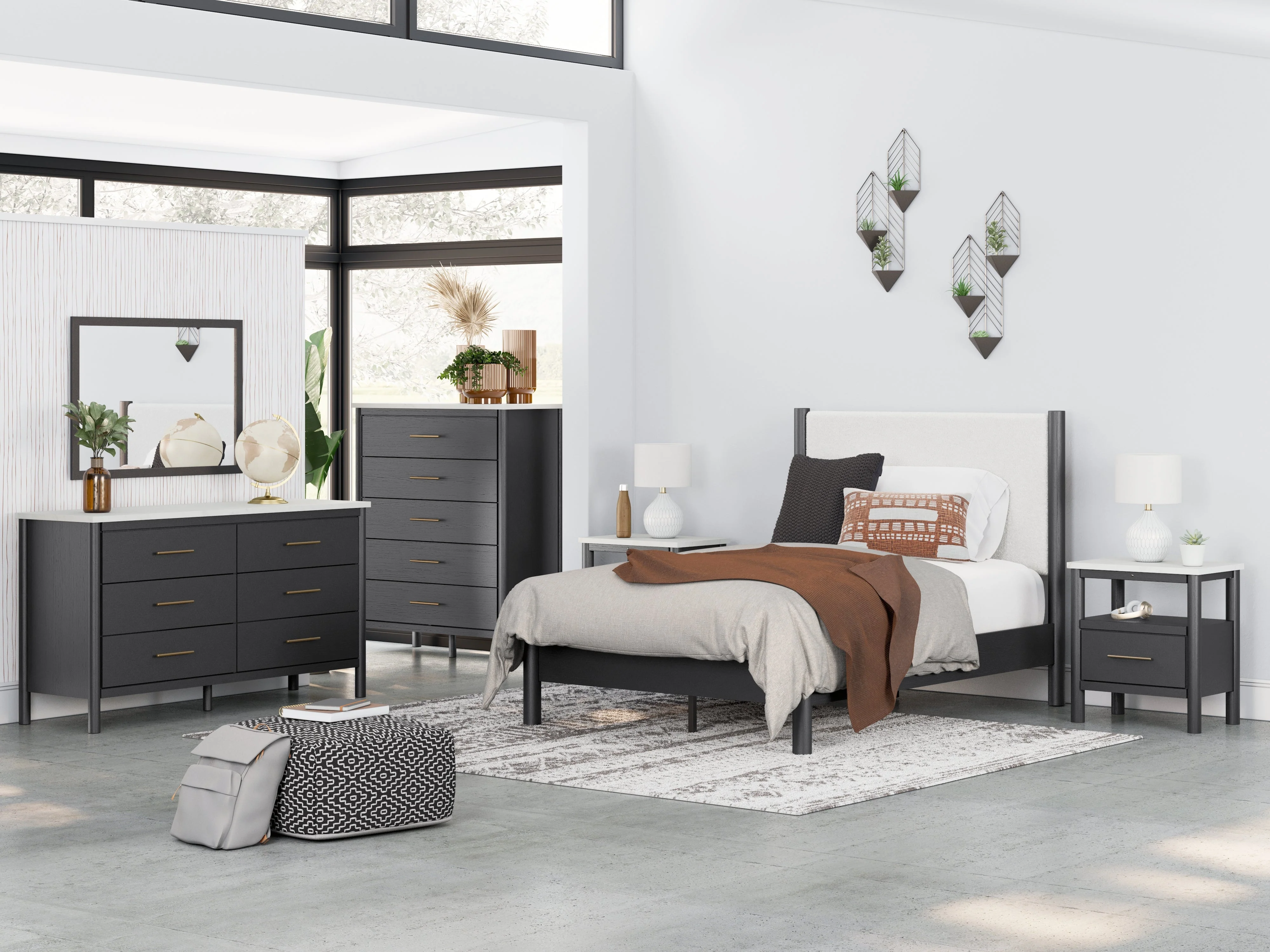 Cadmori Black/White Full Upholstered Panel Youth Bed (Online Special Price) - Image 10