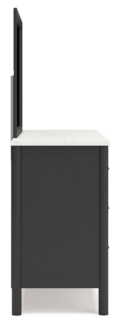 Cadmori Black/White King Panel Bed & Dresser & Mirror & Nightstand (Online Special Price) - Image 9