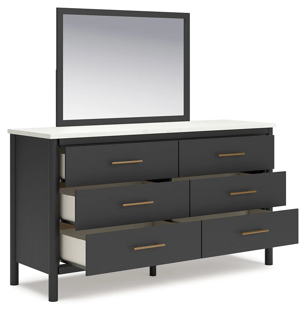 Cadmori Black/White Queen Panel Bedroom Set with Dresser, Mirror and Nightstand - Image 18