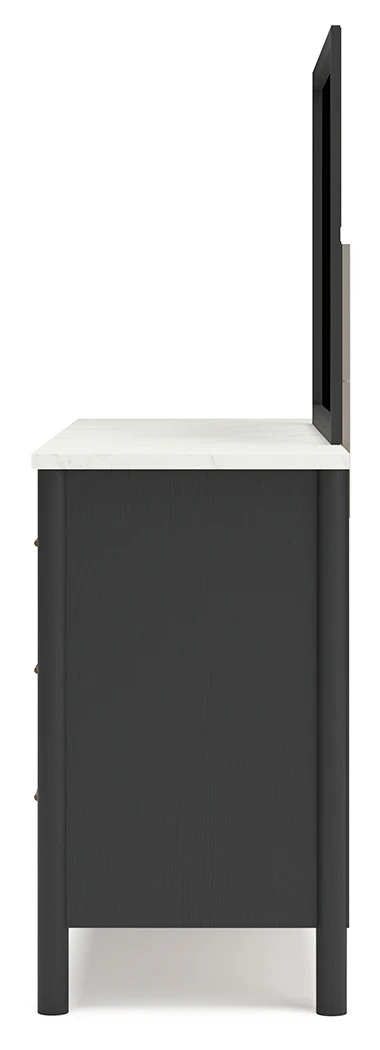Cadmori Black/White Queen Panel Bedroom Set with Dresser, Mirror and Nightstand - Image 21