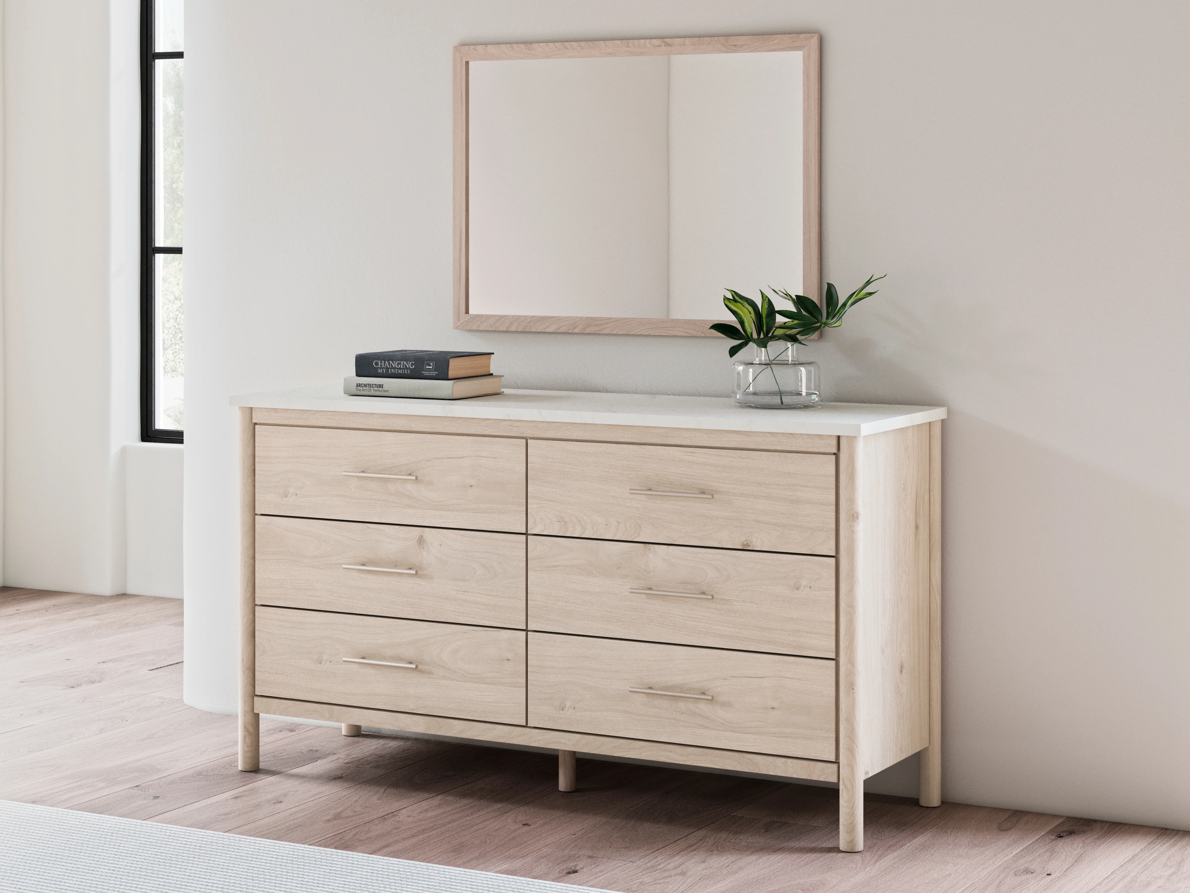 Cadmori Two-tone Full Upholstered Panel Bed, Dresser and Mirror (Online Special Price) - Image 20