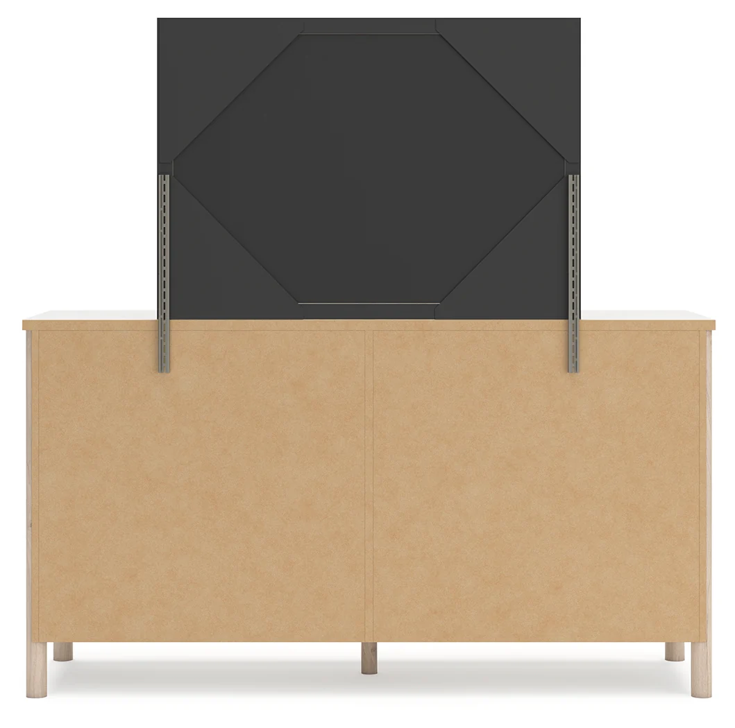 Cadmori Two-tone King Upholstered Panel Bed, Dresser, Mirror and Nightstand - Image 5