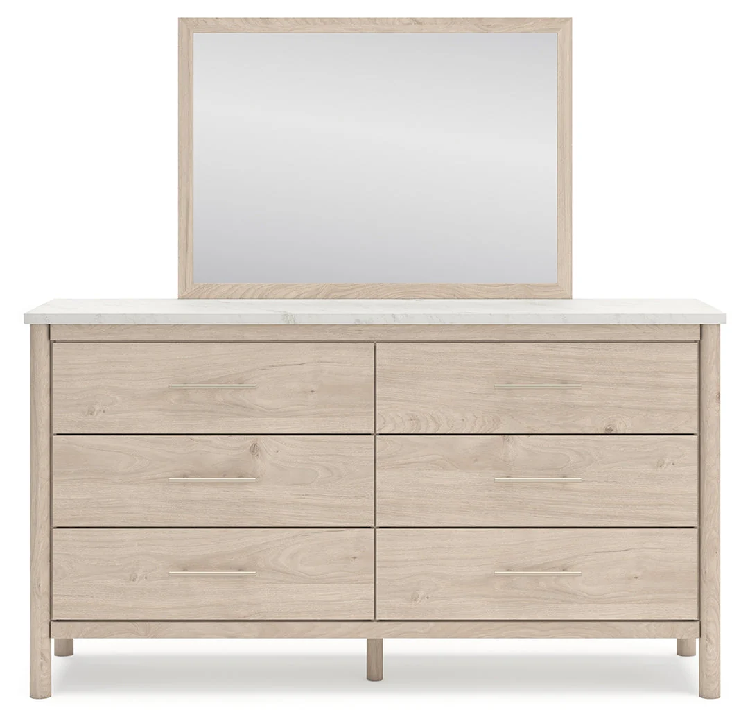 Cadmori Two-tone King Upholstered Panel Bed, Dresser, Mirror and Nightstand (Online Special Price) - Image 2