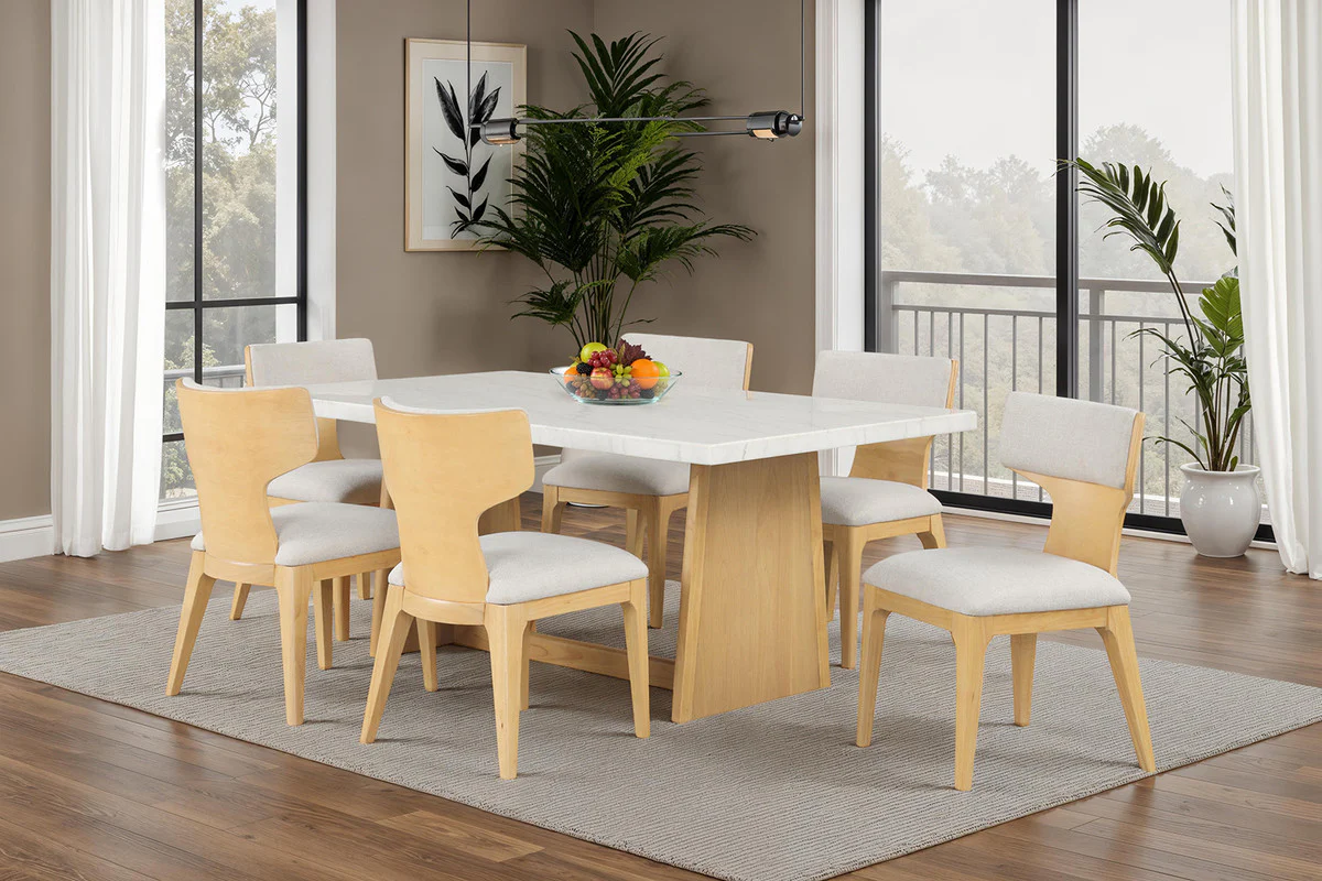Caerwys Natural 7 Pc. Dining Table Set - Image 2