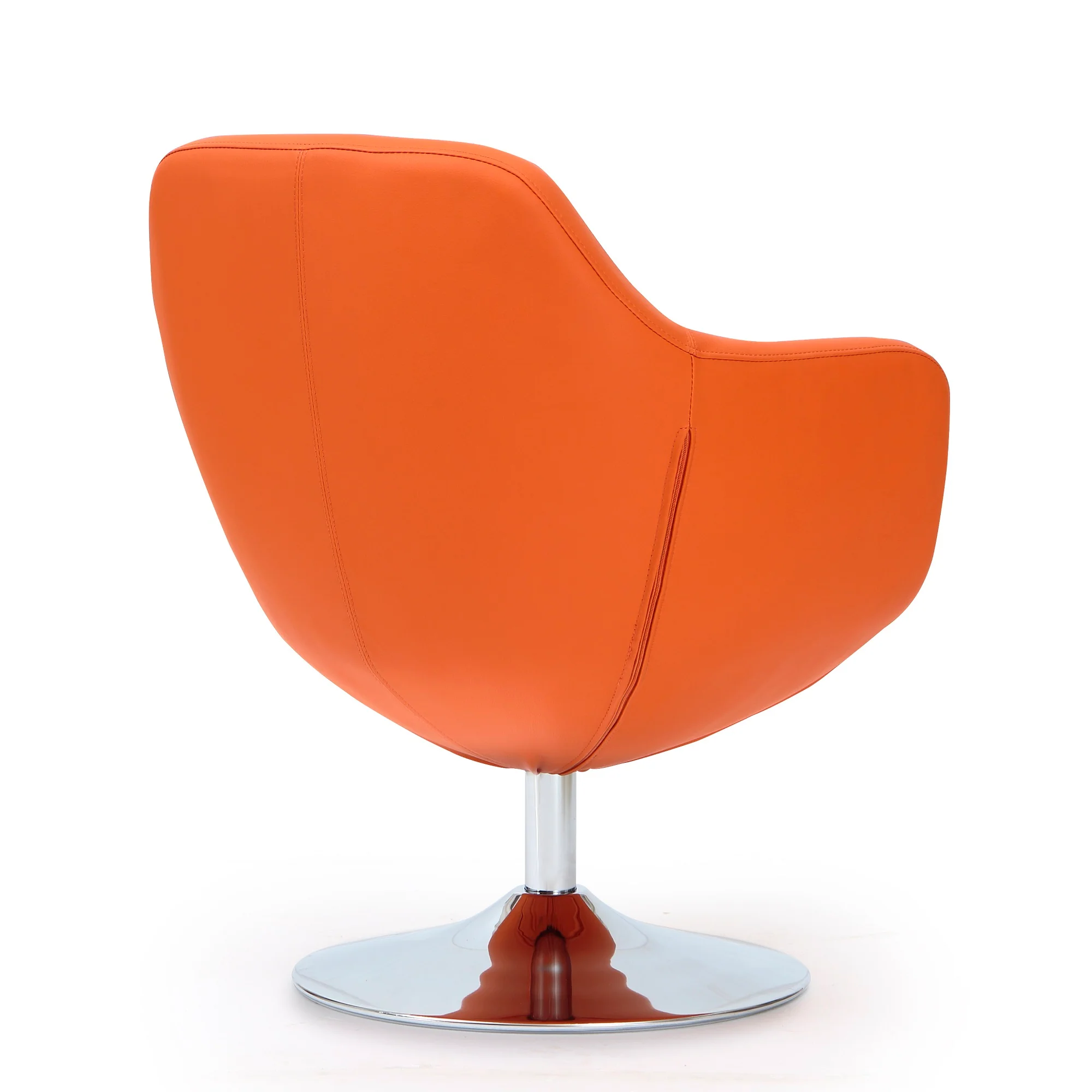 Caisson Faux Leather Swivel Accent Chair in Orange and Polished Chrome (set of 2) - Image 6