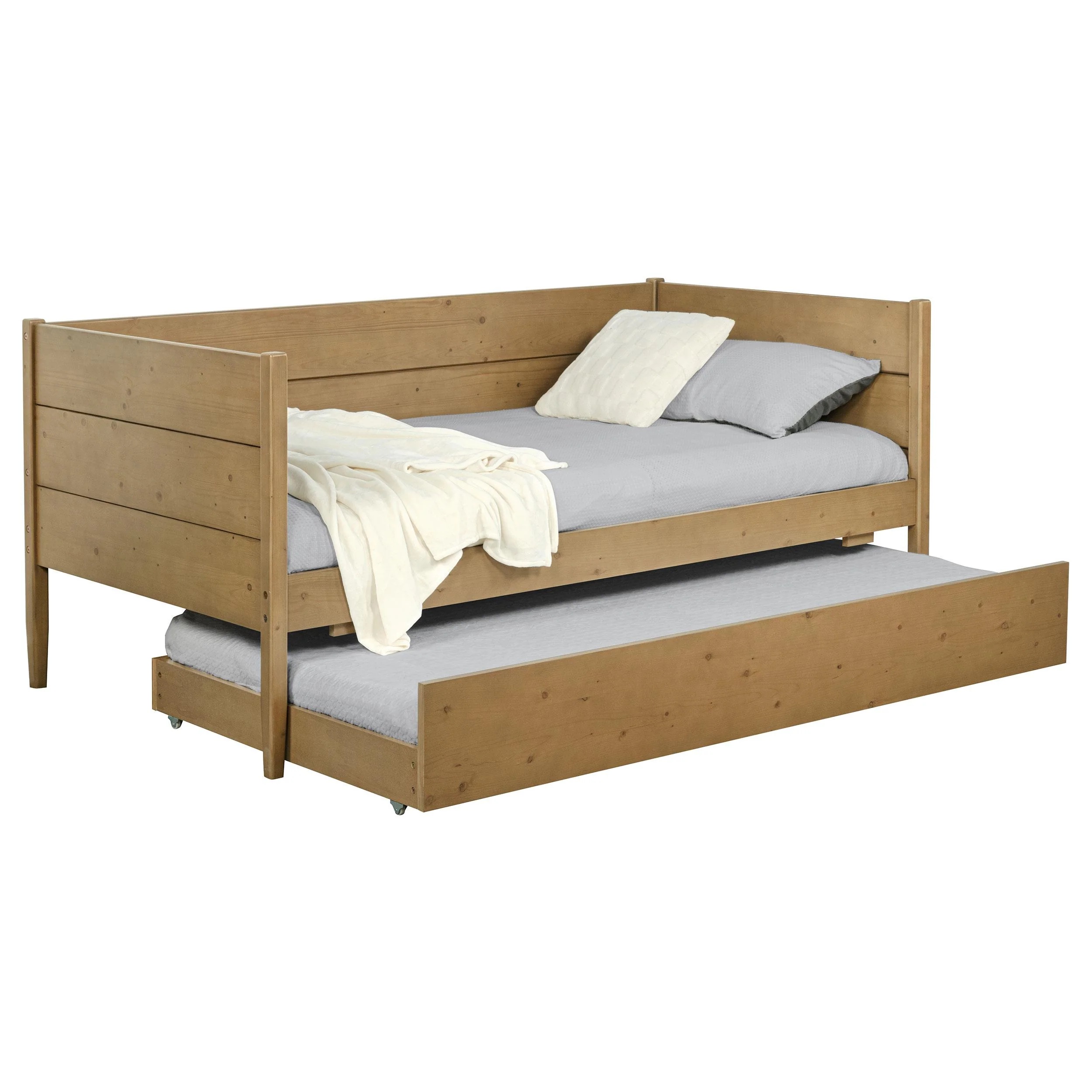 Calinda Natural Wood Twin Daybed With Trundle - Image 3