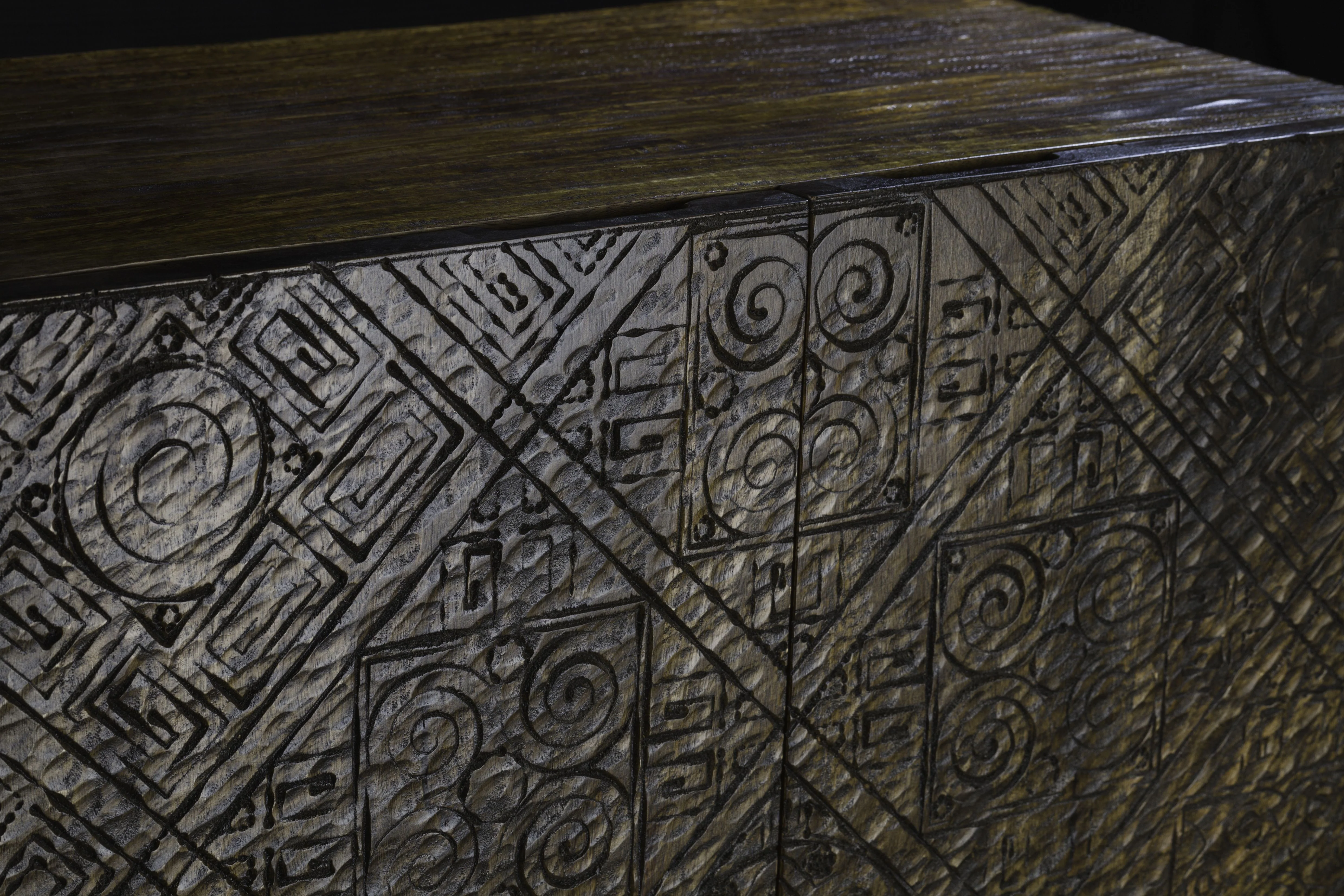 Calvary Gray Stone & Walnut Console Table - Image 3