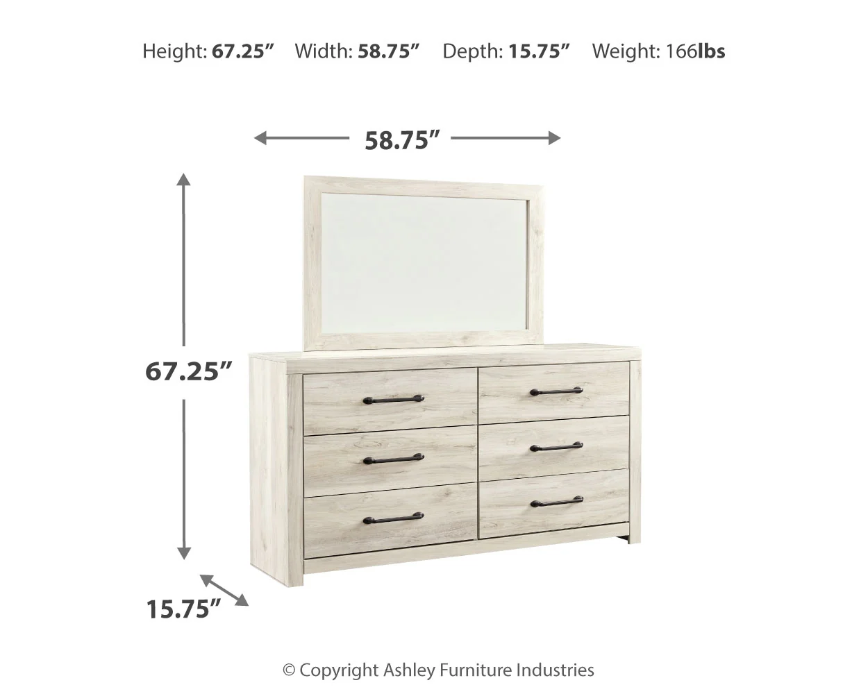 Cambeck Whitewash Full Panel Bed, Dresser and Mirror (Online Special Price) - Image 5